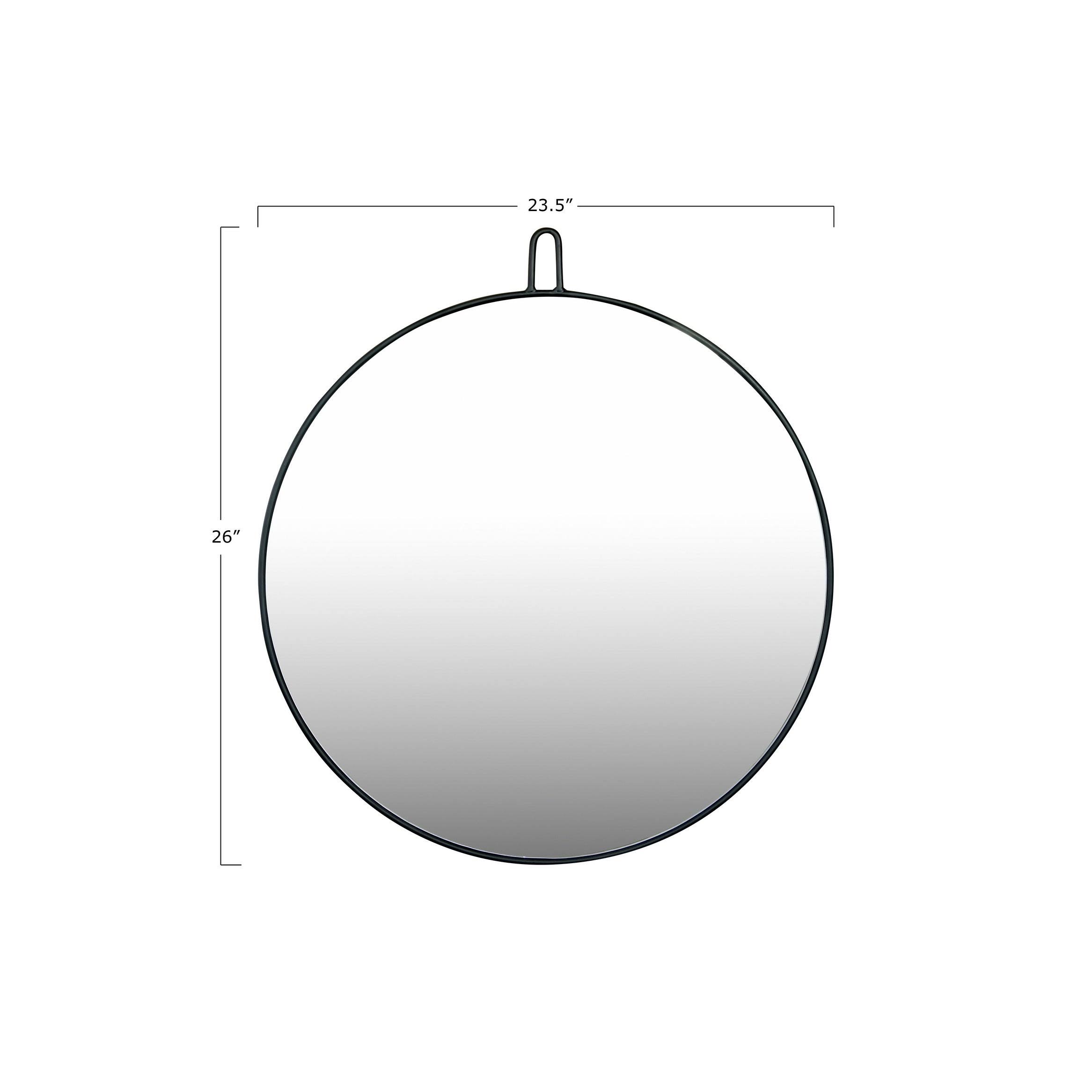 Creative Coop 23.5x22 Round Metal Framed Hanger Wall Mirror, Black