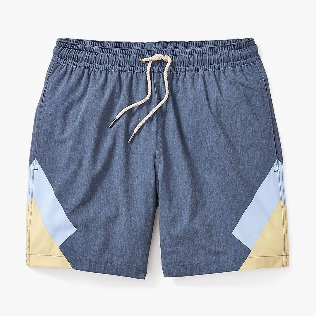 Fair Harbor The Bayberry Colorblock Swim Trunks Yellow Stripe