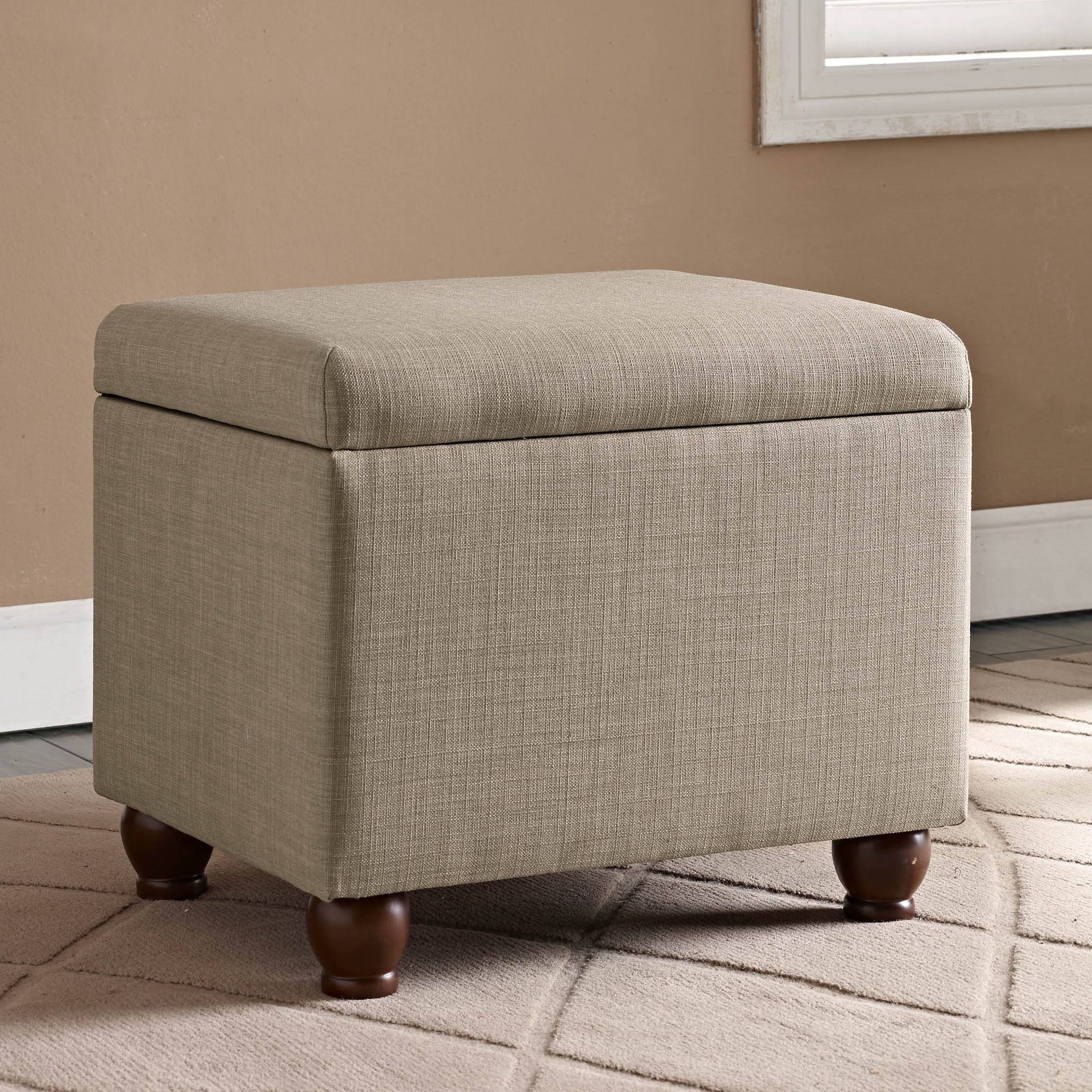 HomePop Medium Tan Linen Storage Ottoman WGL03