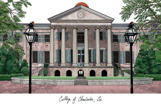 College Of Charleston Campus Images Lithograph Print WGL 03 college-of-charleston-campus-images-lithograph-print-wgl-03