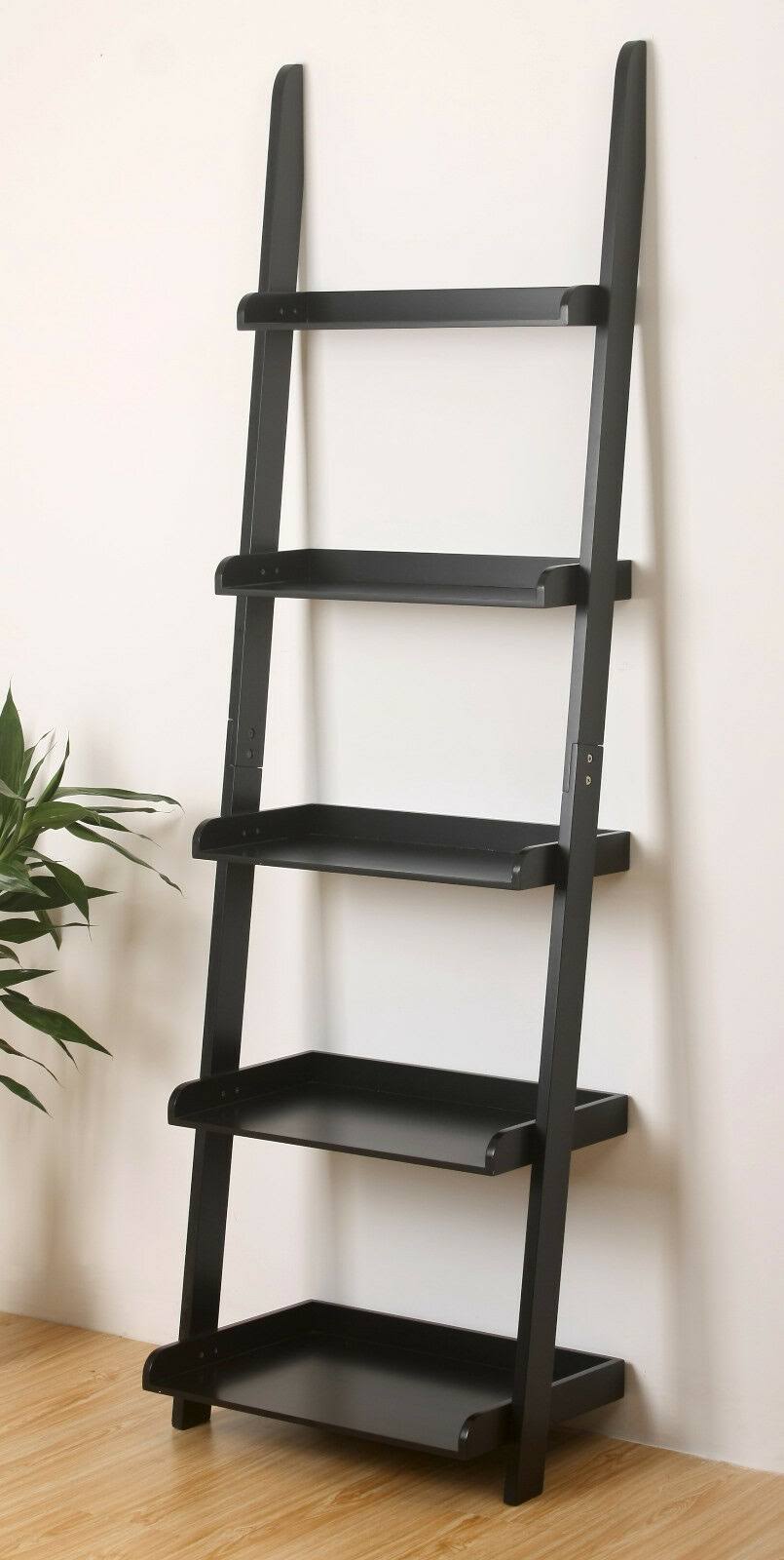 Ehemco 5 Tier Leaning Ladder Wall Shelf in White WGL03