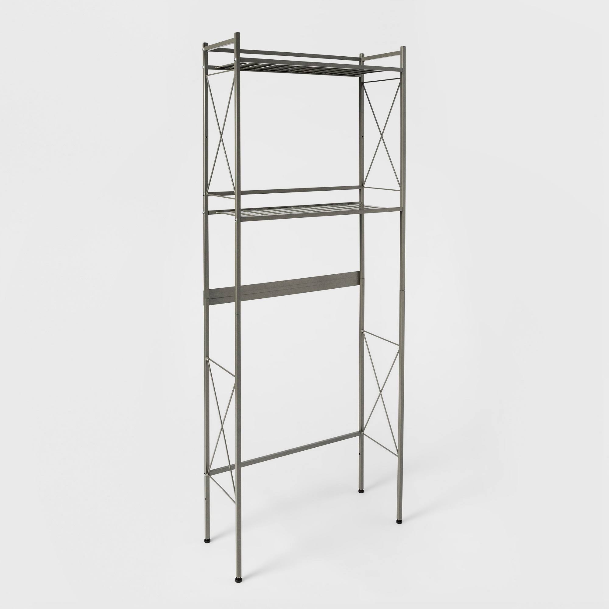 Threshold Square Tube Over The Toilet Etagere, Brushed Nickel