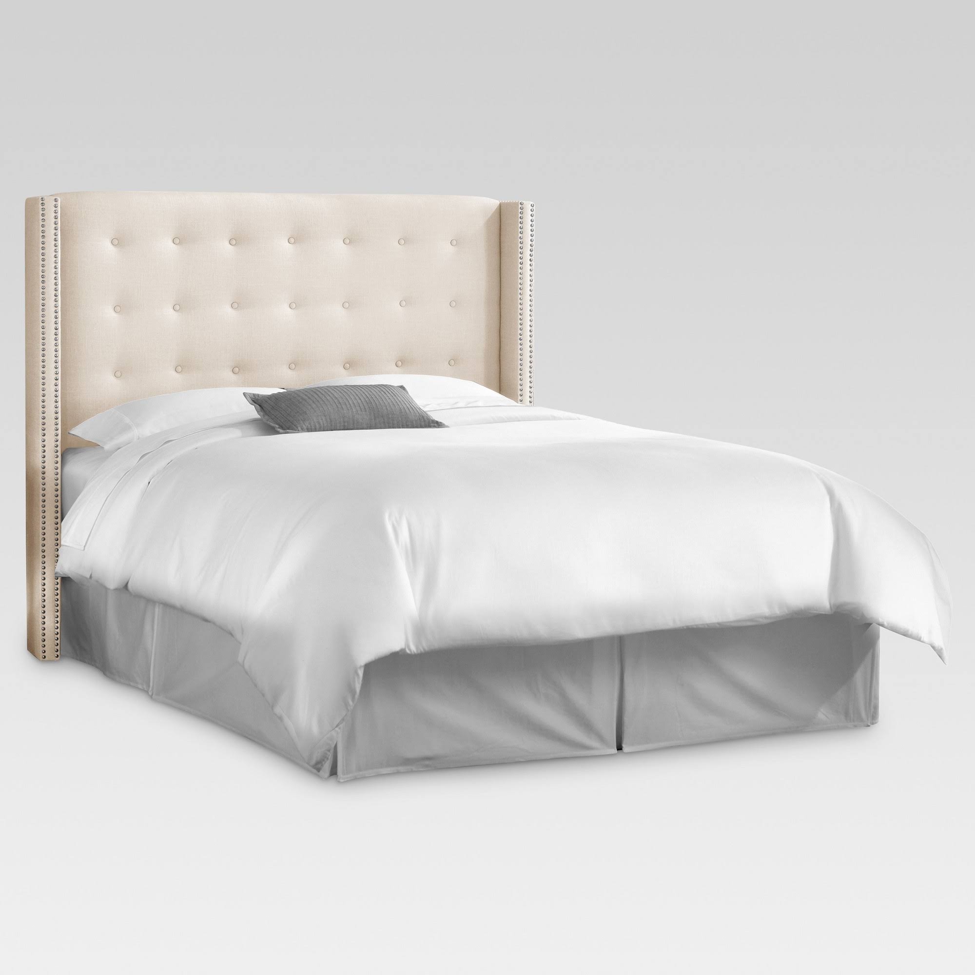 Nail Button Tufted Wingback Headboard Queen Linen Talc Threshold WGL03