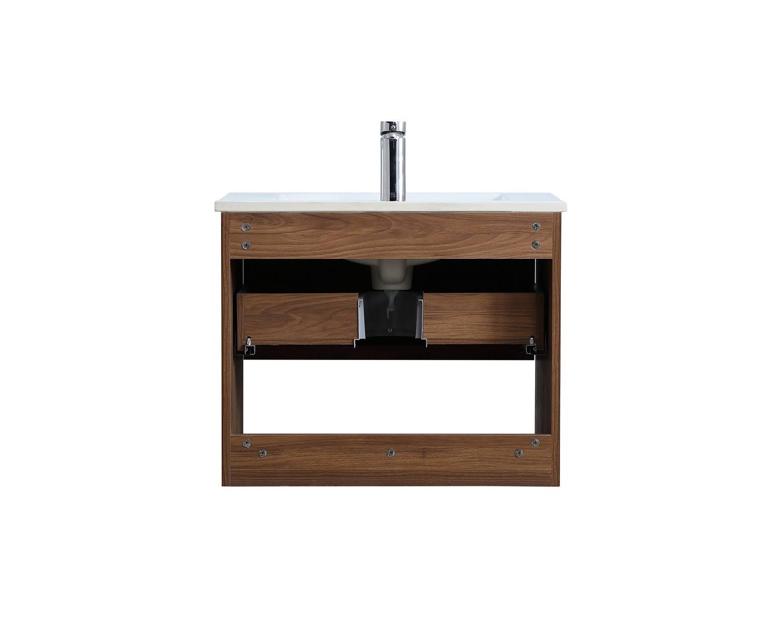 Elegant VF43024WB 24 inch Single Bathroom Floating Vanity in Walnut