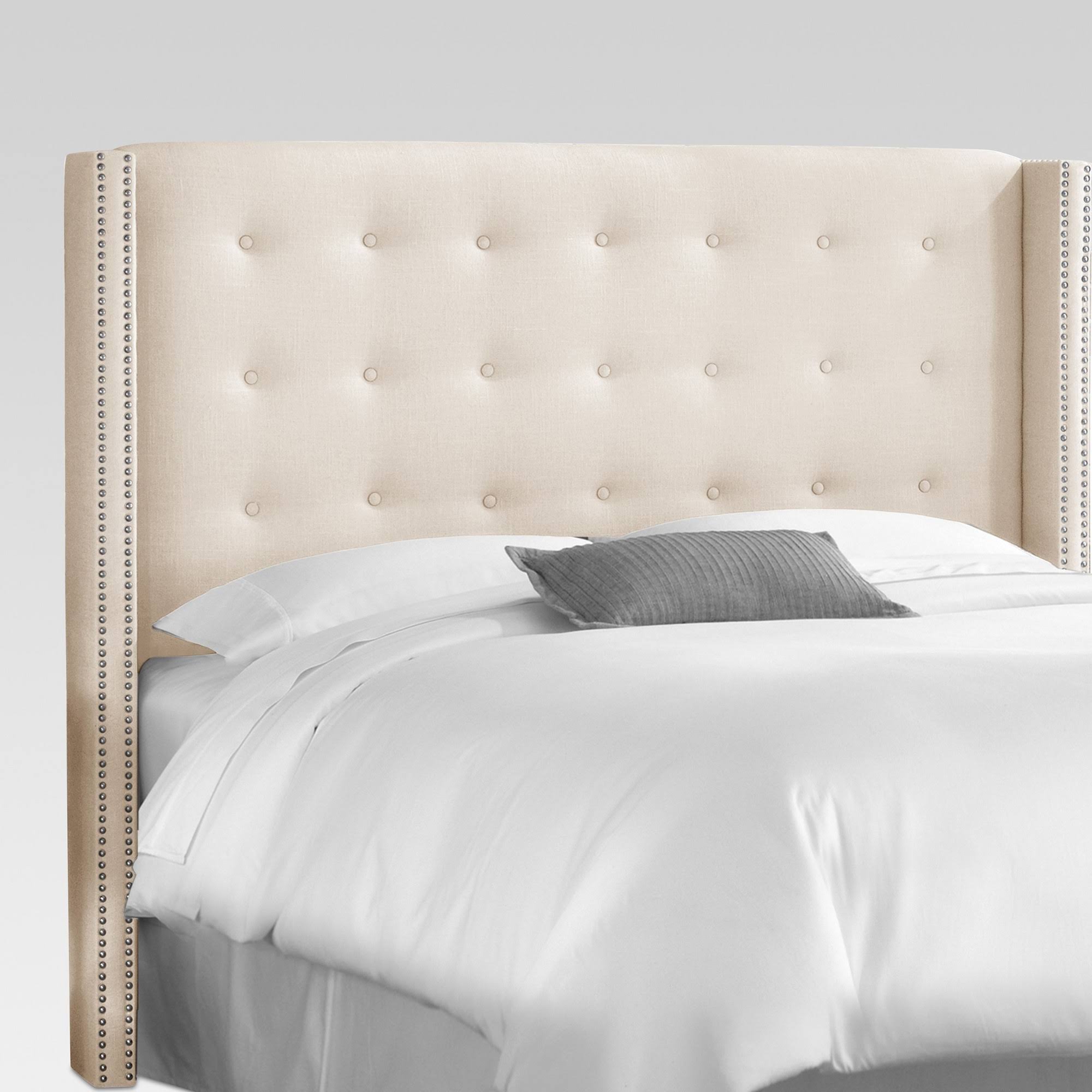 Nail Button Tufted Wingback Headboard Queen Linen Talc Threshold WGL03