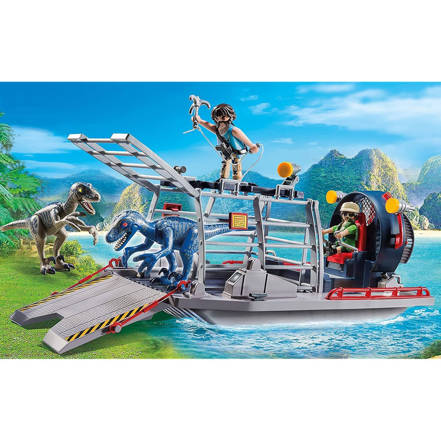 playmobil enemy airboat with raptor building set