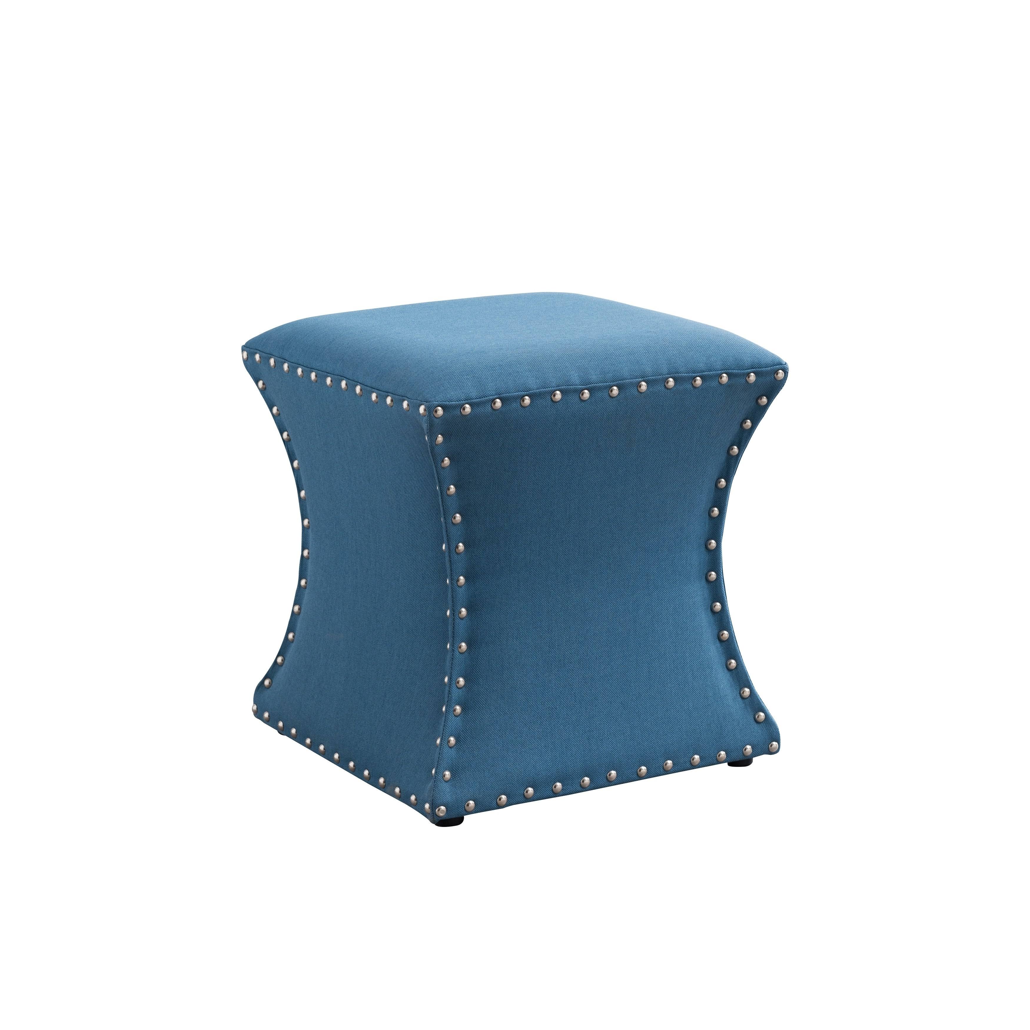 Ku0026b Furniture Upholstered Nailhead Trim Ottoman Light Blue WGL03
