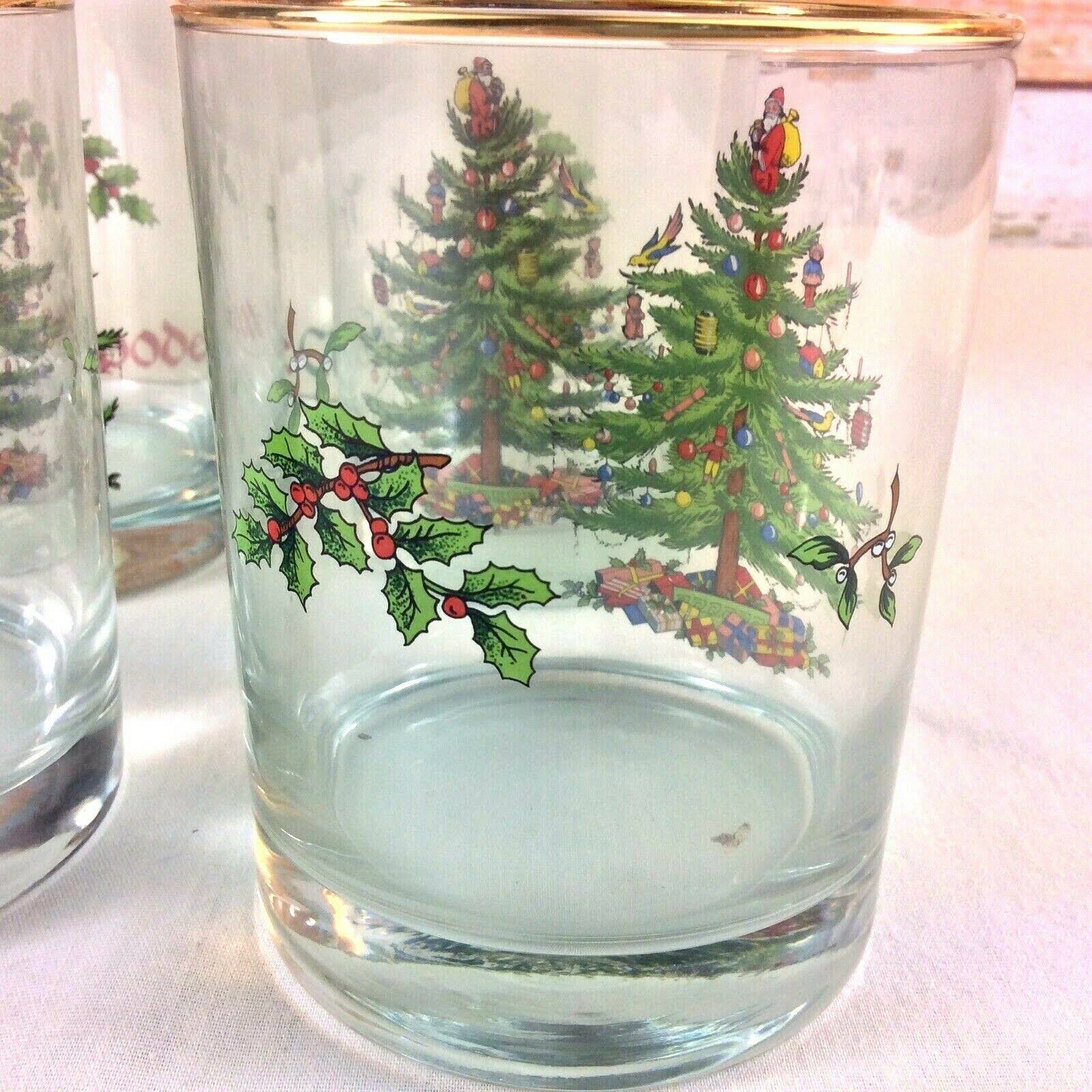 Spode Christmas Tree Double OldFashioned Glasses Set of 4 Green WGL03