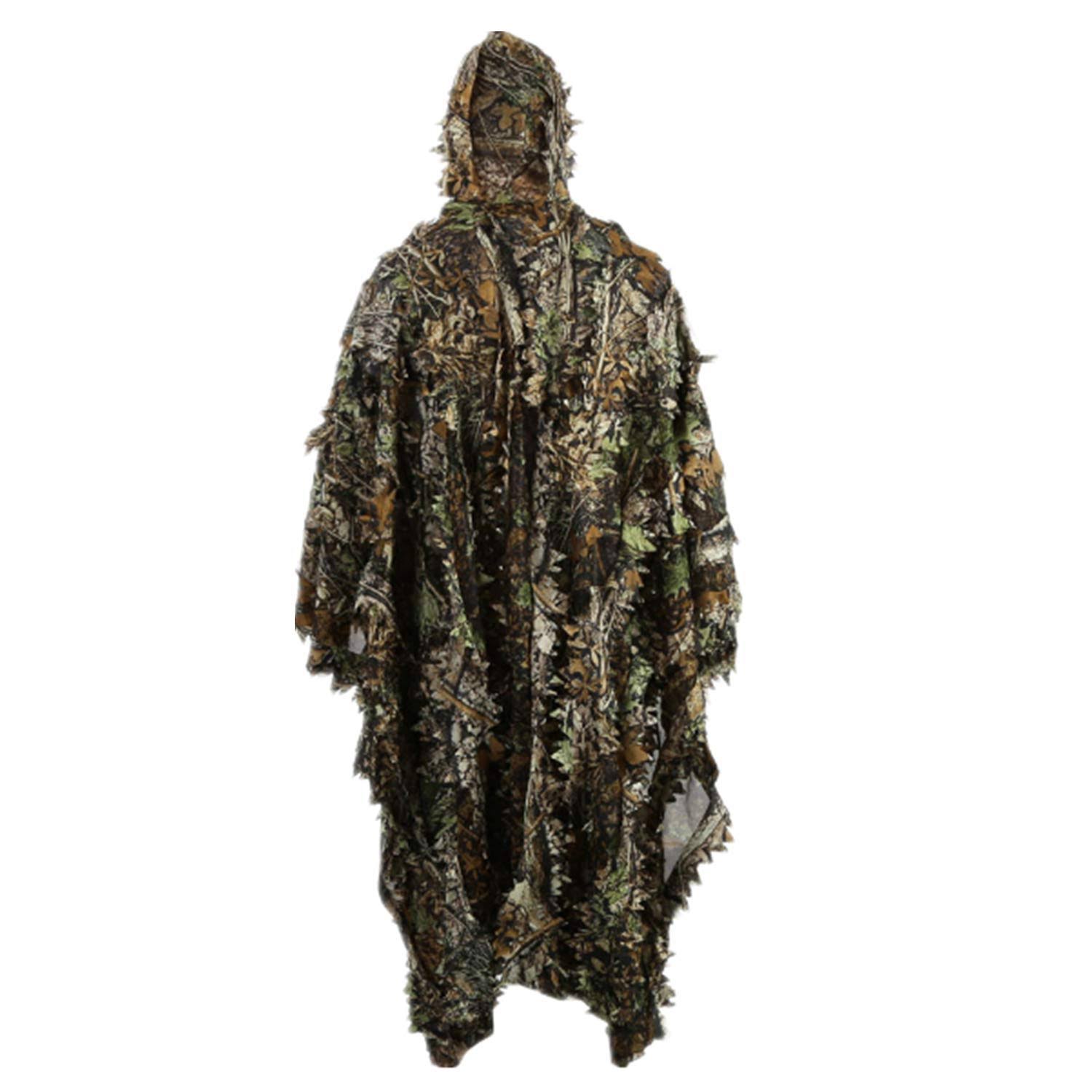 Zicac Outdoor 3D Leaves Camouflage Ghillie Poncho Camo Cape Cloak ...