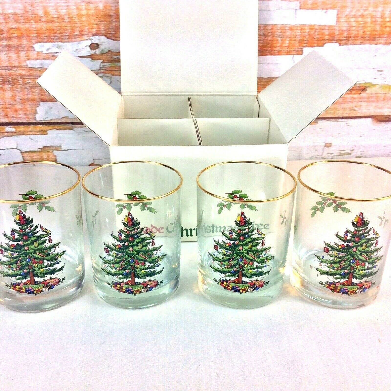 Spode Christmas Tree Double OldFashioned Glasses Set of 4 Green WGL03