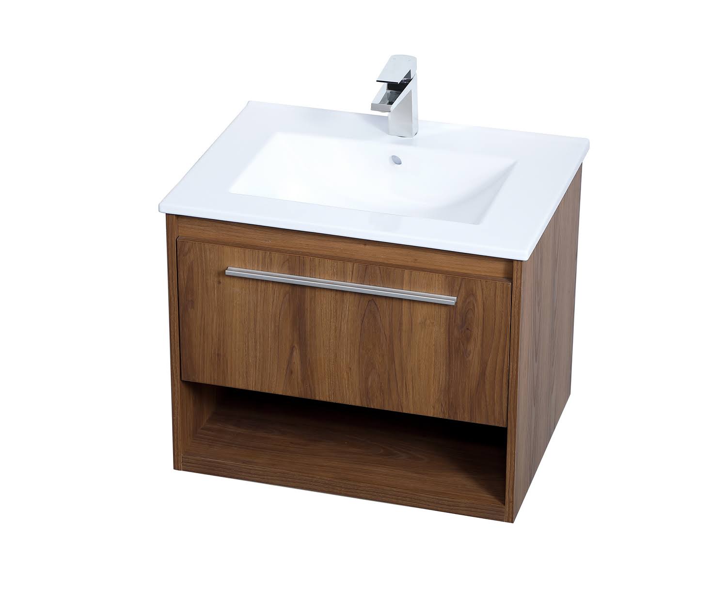 Elegant VF43024WB 24 inch Single Bathroom Floating Vanity in Walnut