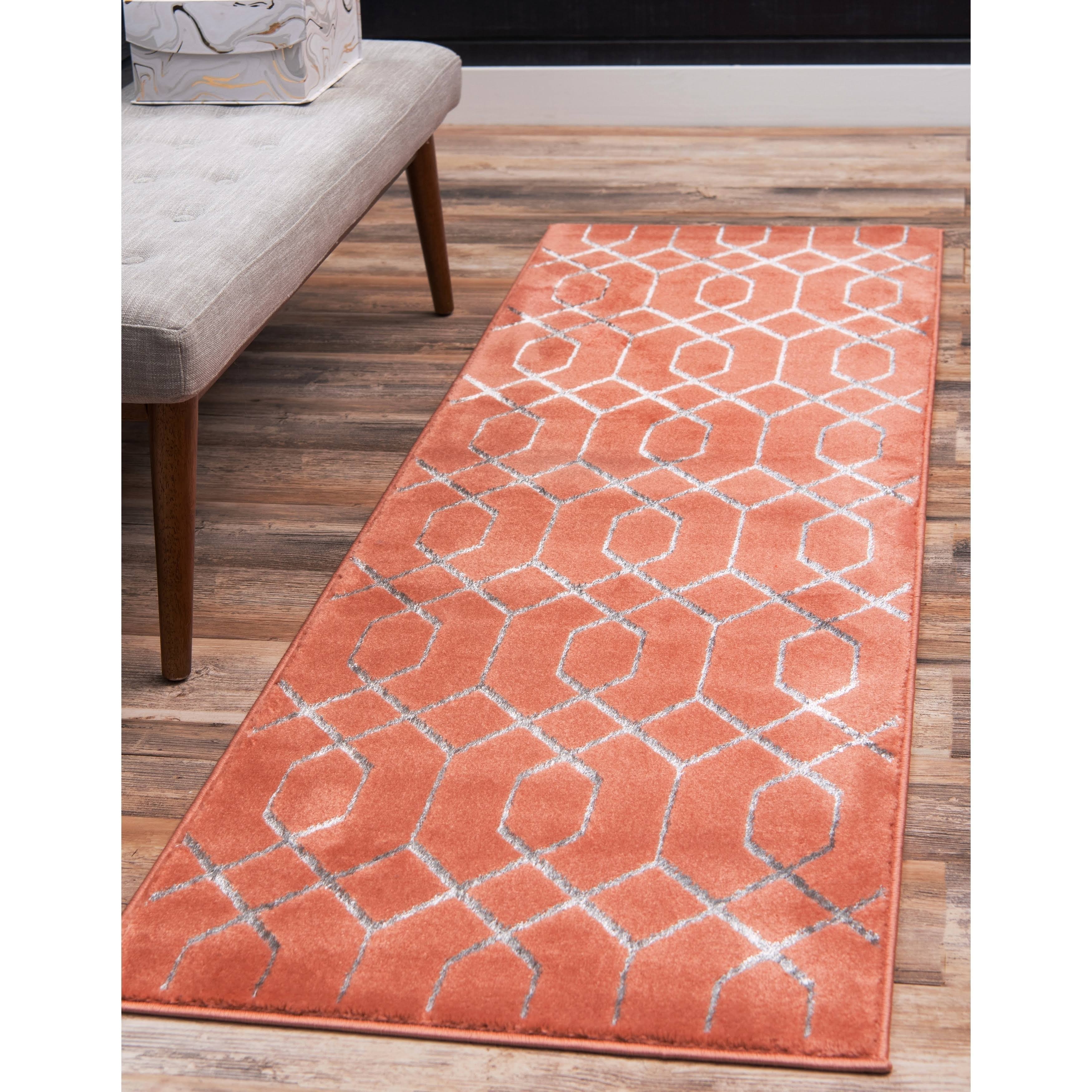 Marilyn Monroe Glam Trellis Coral Silver 6 ft Runner Area Rug