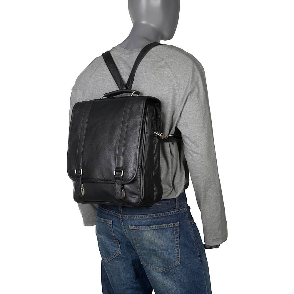 Amerileather Leather Laptop Backpack Briefcase (Black) WGL03