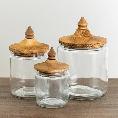 Glass Farmhouse Canisters, Set of 3 - WGL-03