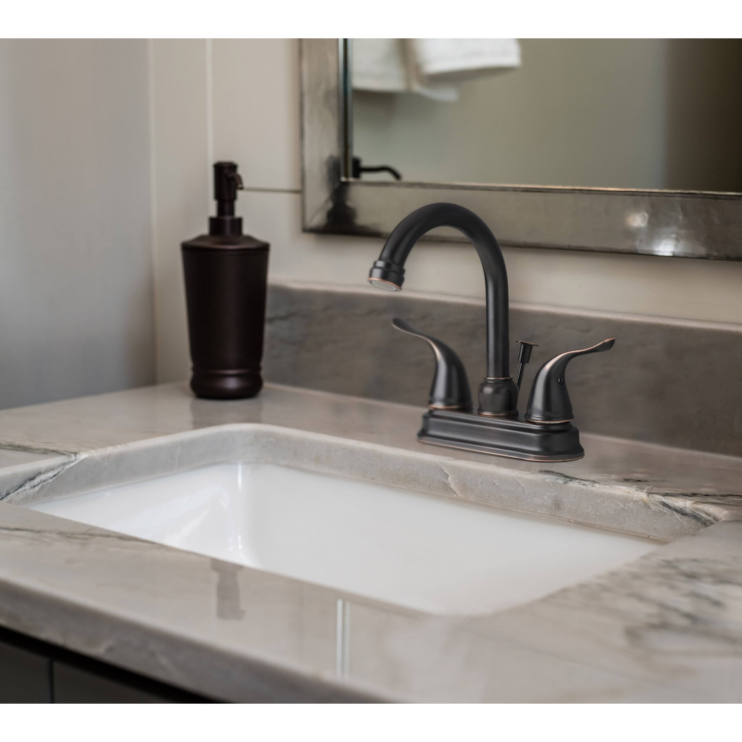 Centerset Bathroom Faucet with Drain Assembly Laguna Brass Finish Oil