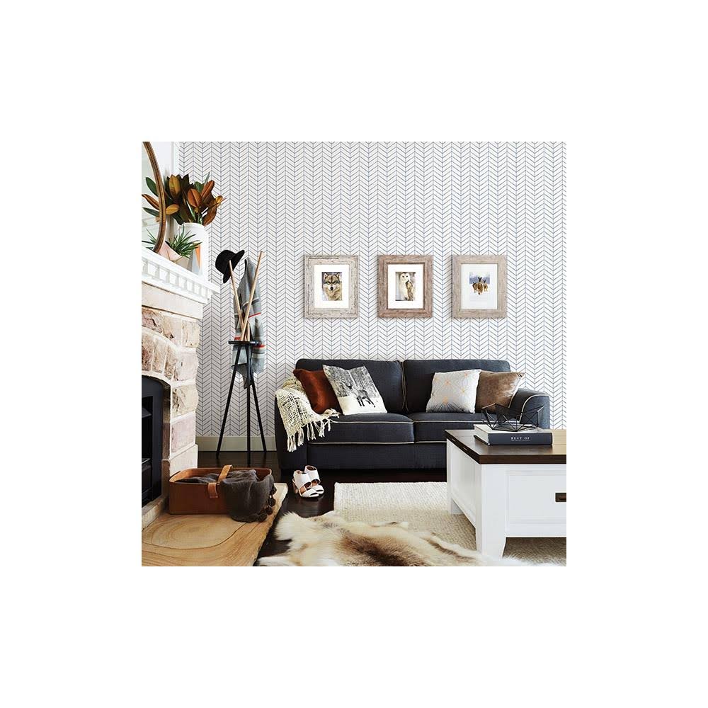 Chesapeake 311825096 Bison Navy Herringbone Wallpaper WGL03