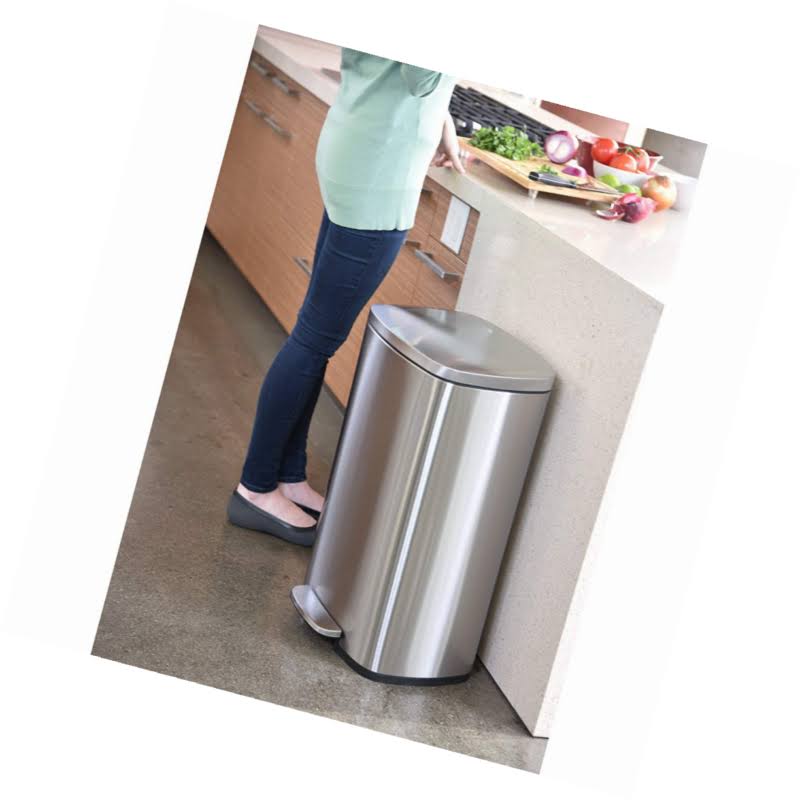 iTouchless Trash can flip lid 13.2 gal foot pedal stainless
