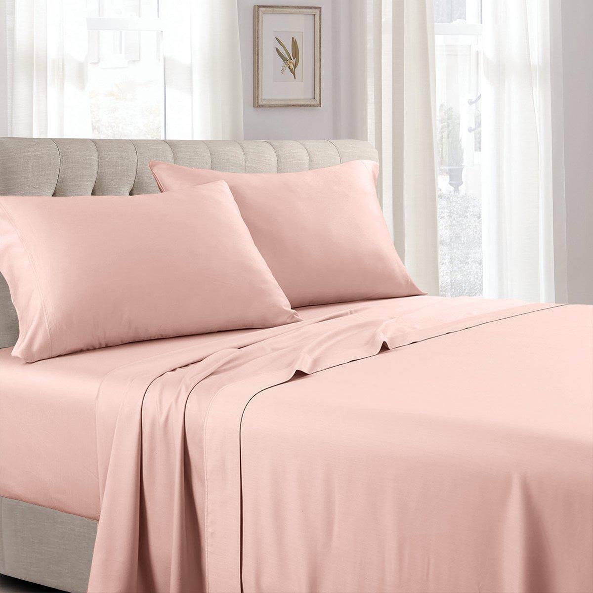 Solid Sheet Set Sateen 300 Count Twin XL / Blush by Royal Tradition