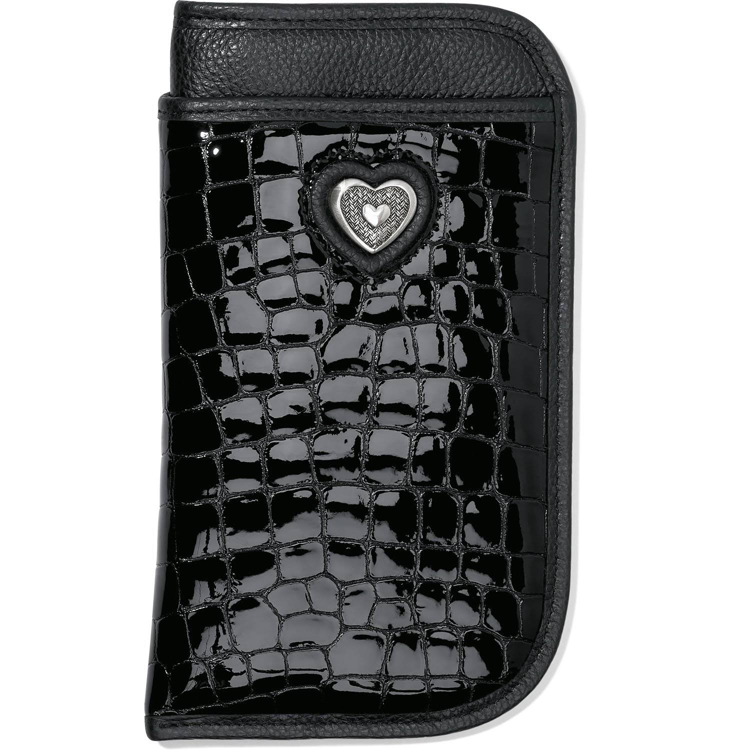 Brighton Bellissimo Heart Double Eyeglass Case Black Patent Croco WGL03