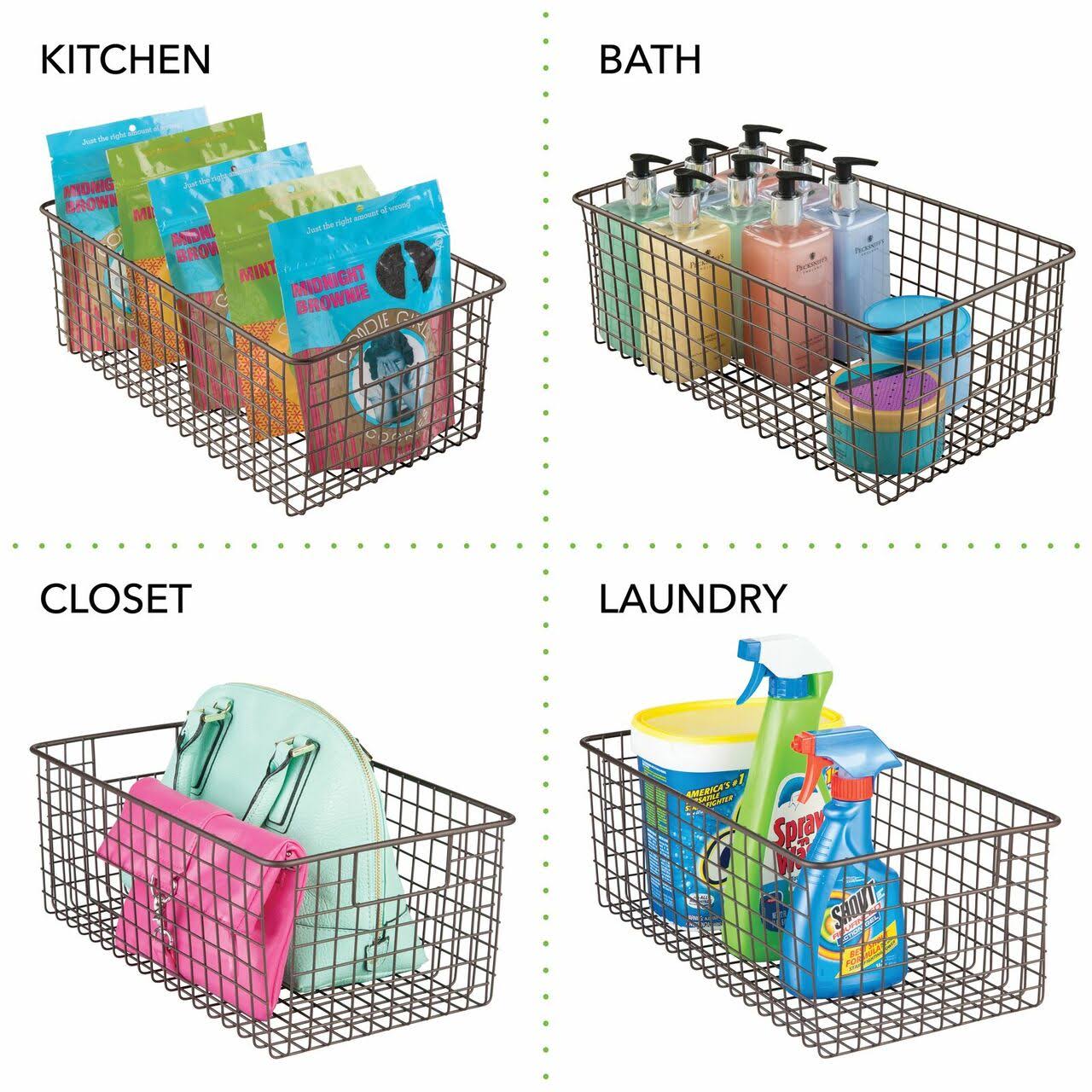 Large Metal Wire Kitchen Pantry Food Storage Basket by mDesign WGL03
