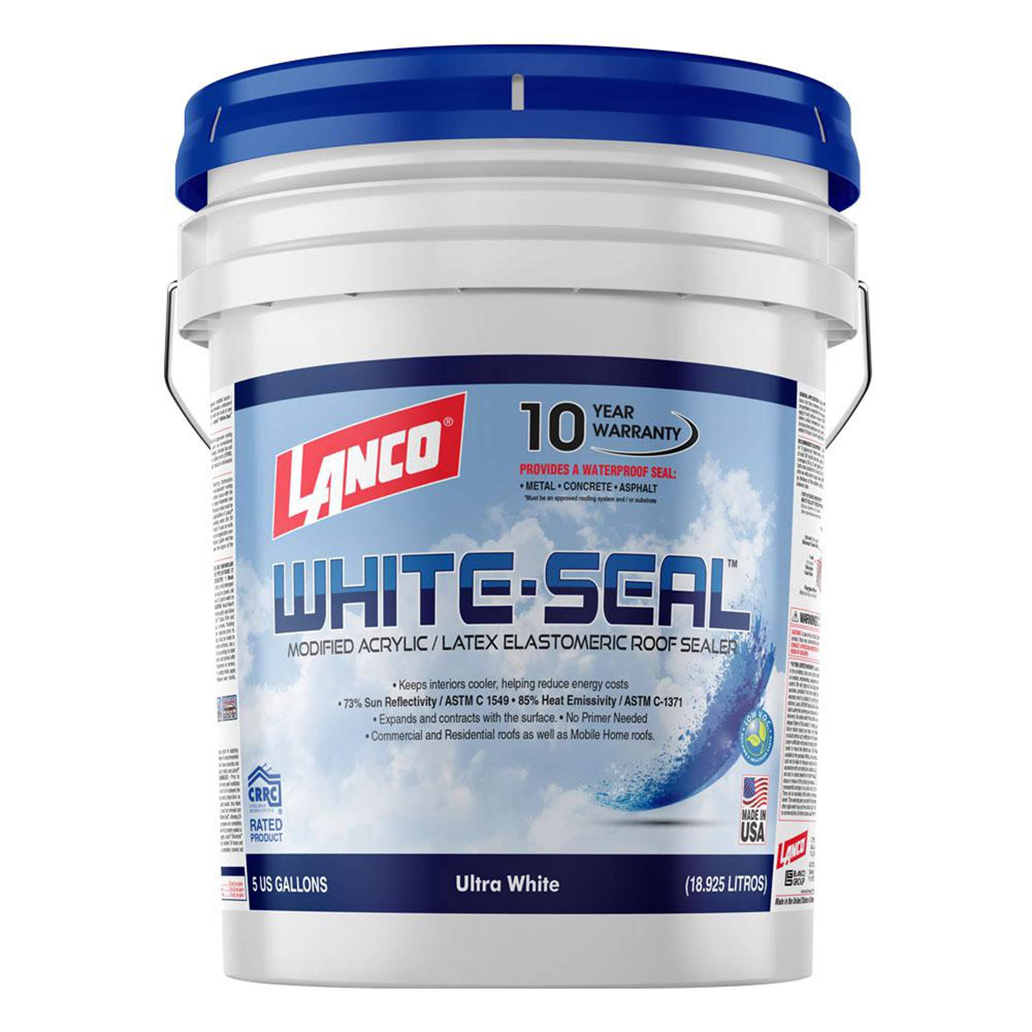 Lanco Elastomeric White Seal Roof Coating Acrylic Sealer Waterproof Cool 5 Gallon Wgl 03 