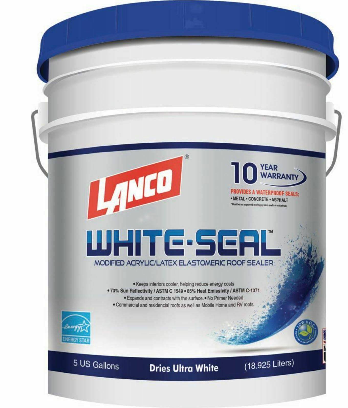 Lanco Elastomeric White Seal Roof Coating Acrylic Sealer Waterproof
