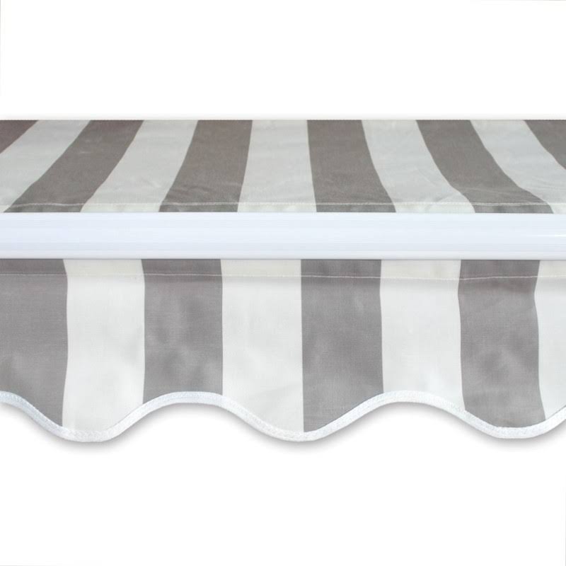 Retractable Awning Fabric Replacement 12x10 Feet Grey and White Striped Aleko WGL03