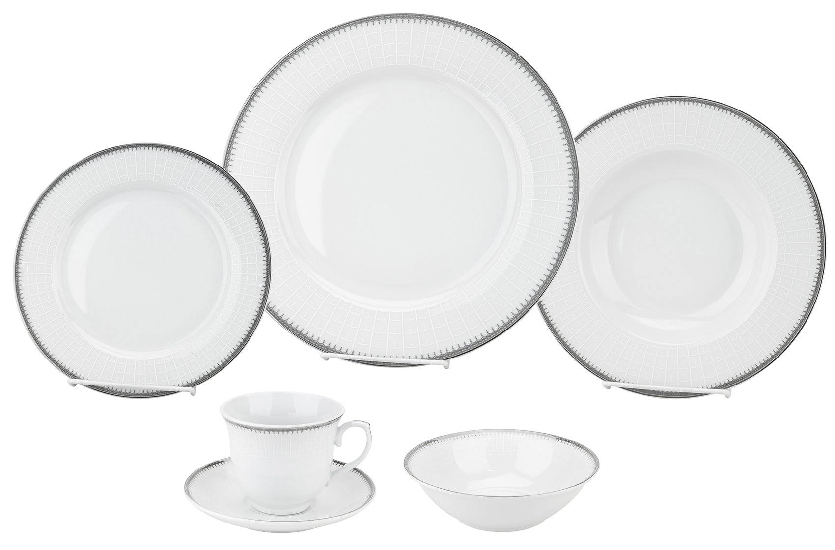 24 Piece Silver Porcelain Dinnerware Service for 4Alyssa WGL03