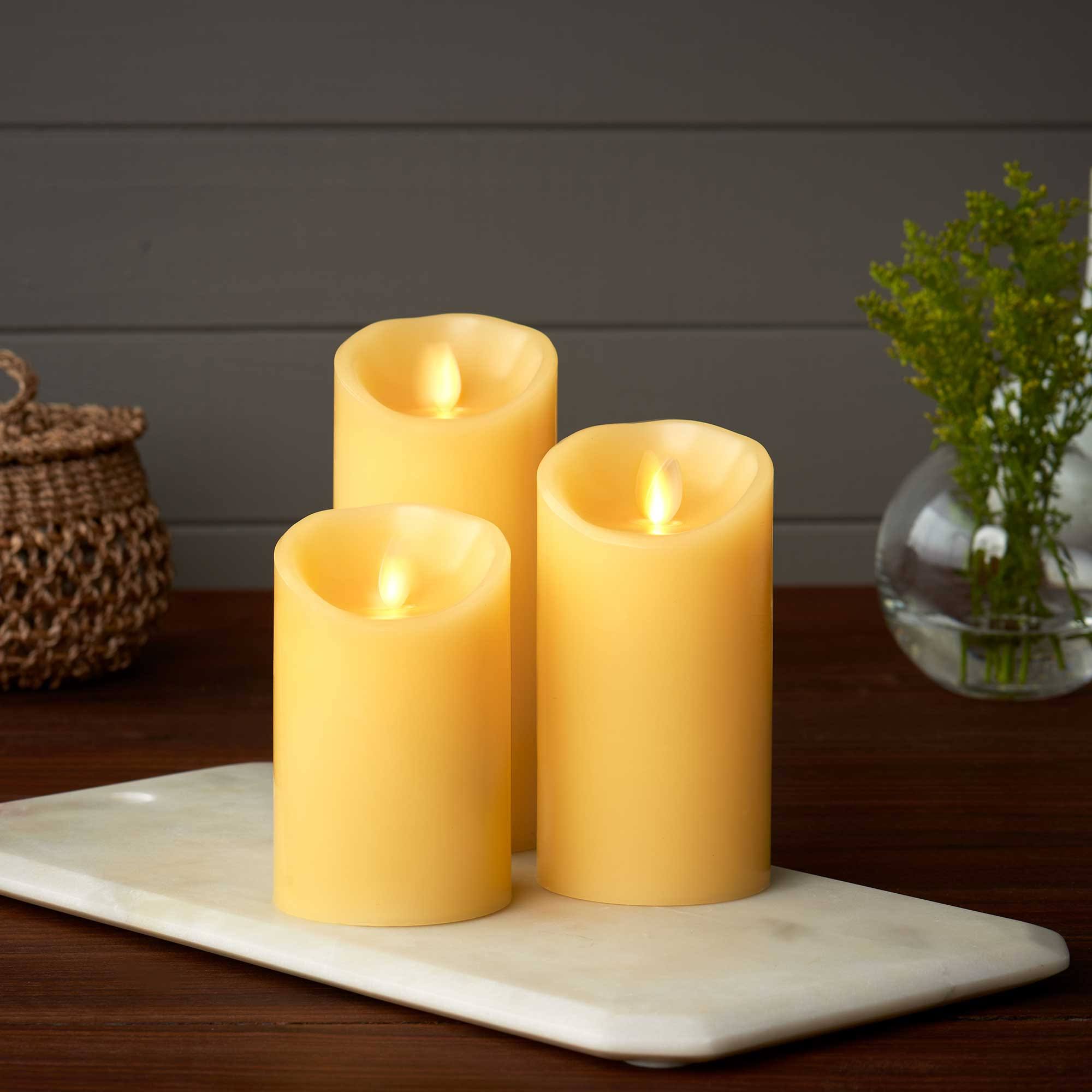 Luminara Set of 3 (3x4 inch, 3x5 inch, 3x6 inch) Flameless Candles, LED
