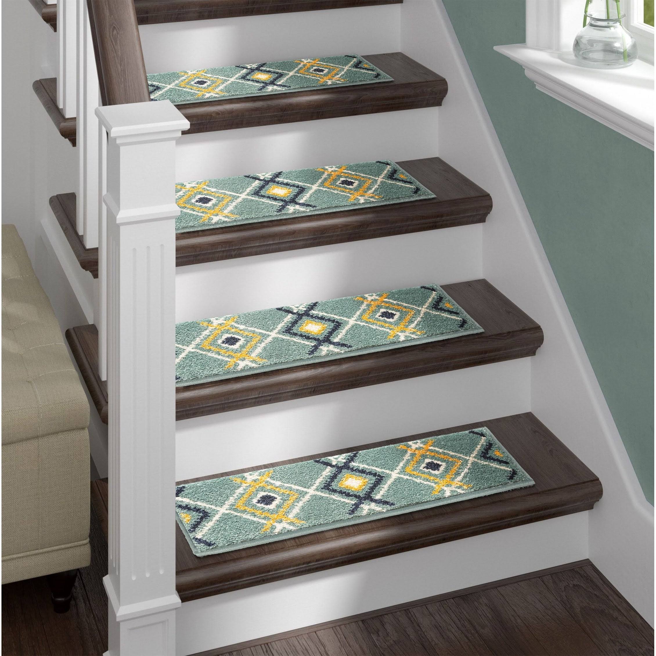 Aura, Shag Stair Treads, Deep Pile Stair Treads With Double Sided Tape 