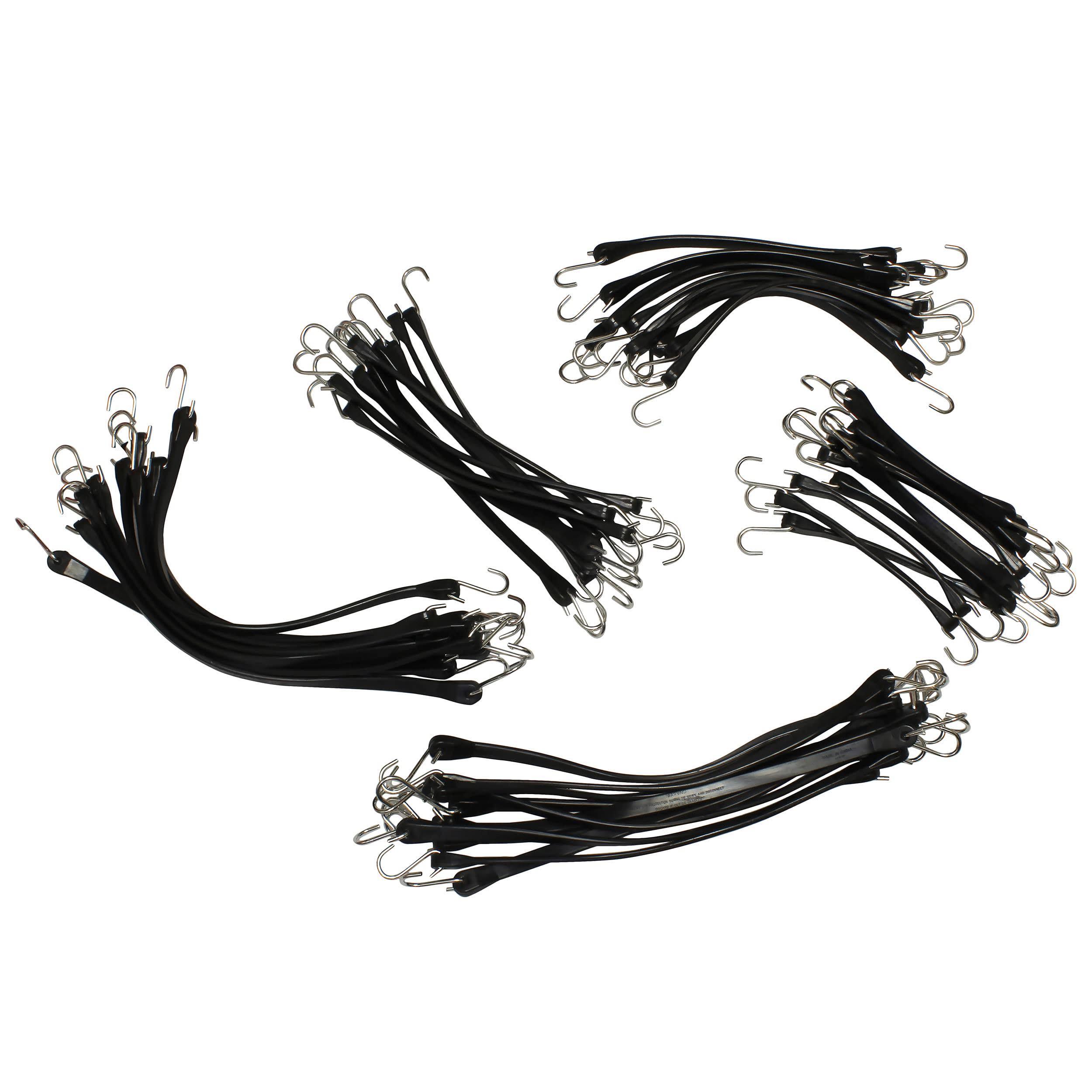 Abn EPDM Assorted Bungee Cords with Hooks, 50pk Heavy Duty Rubber Bungee Cord Set, Tarp Straps