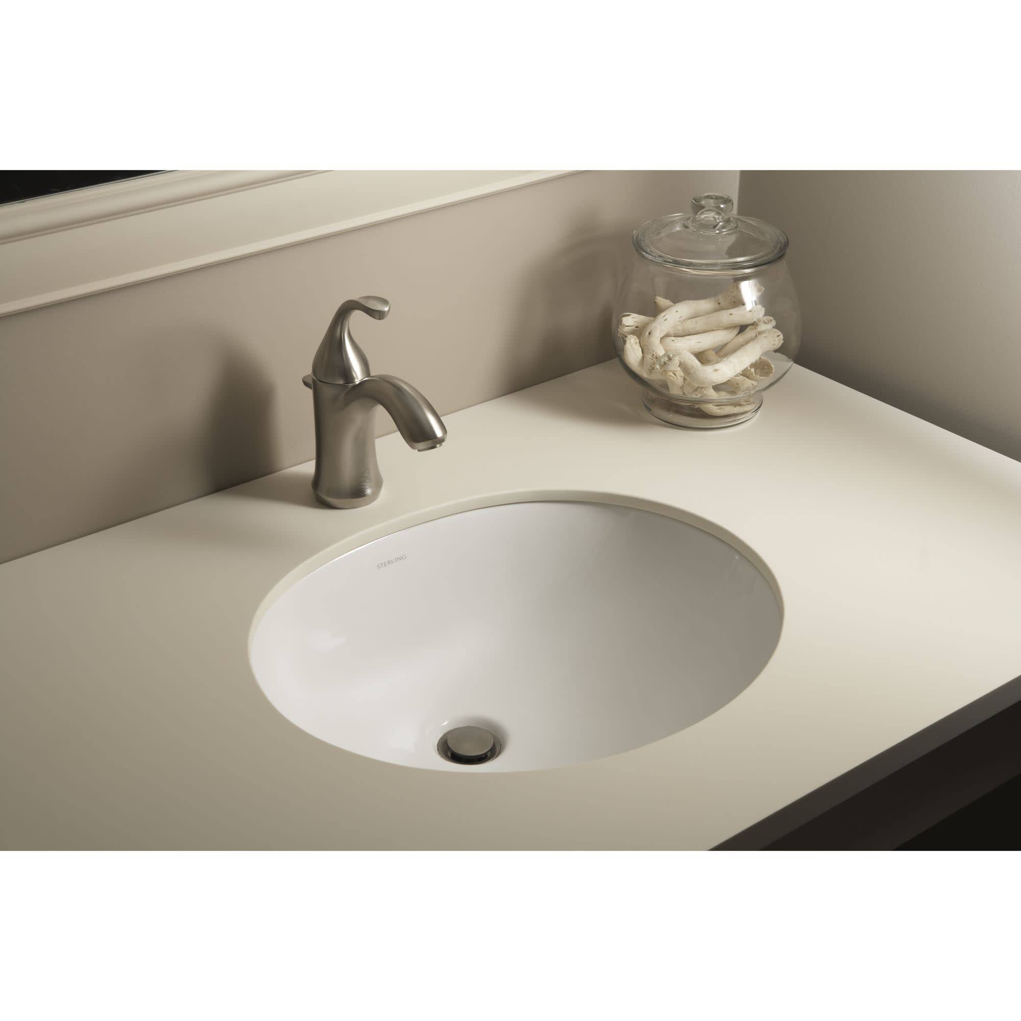 Sterling Wescott White Undermount Oval Bathroom Sink with Overflow WGL03