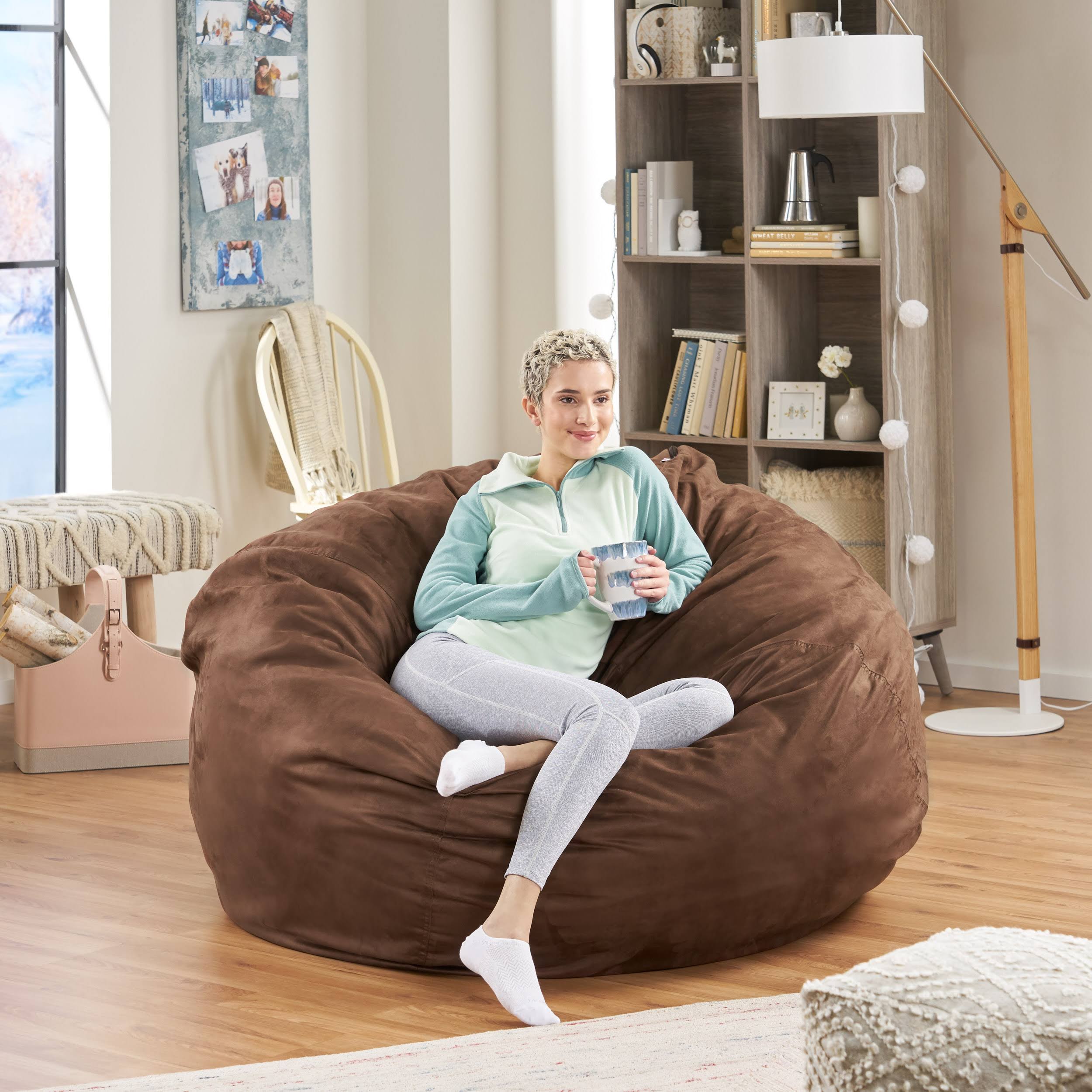 Selena Traditional 5 Foot Suede Bean Bag (Cover Only), French Roast ...