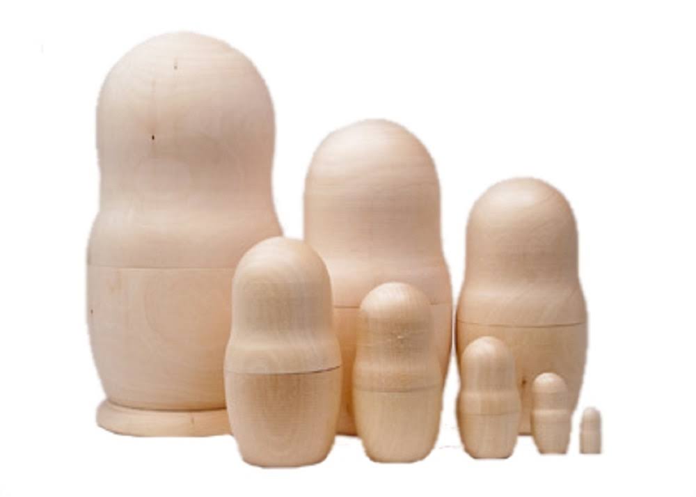 Unpainted Blank Nesting Doll 8pc./8x22 WGL03