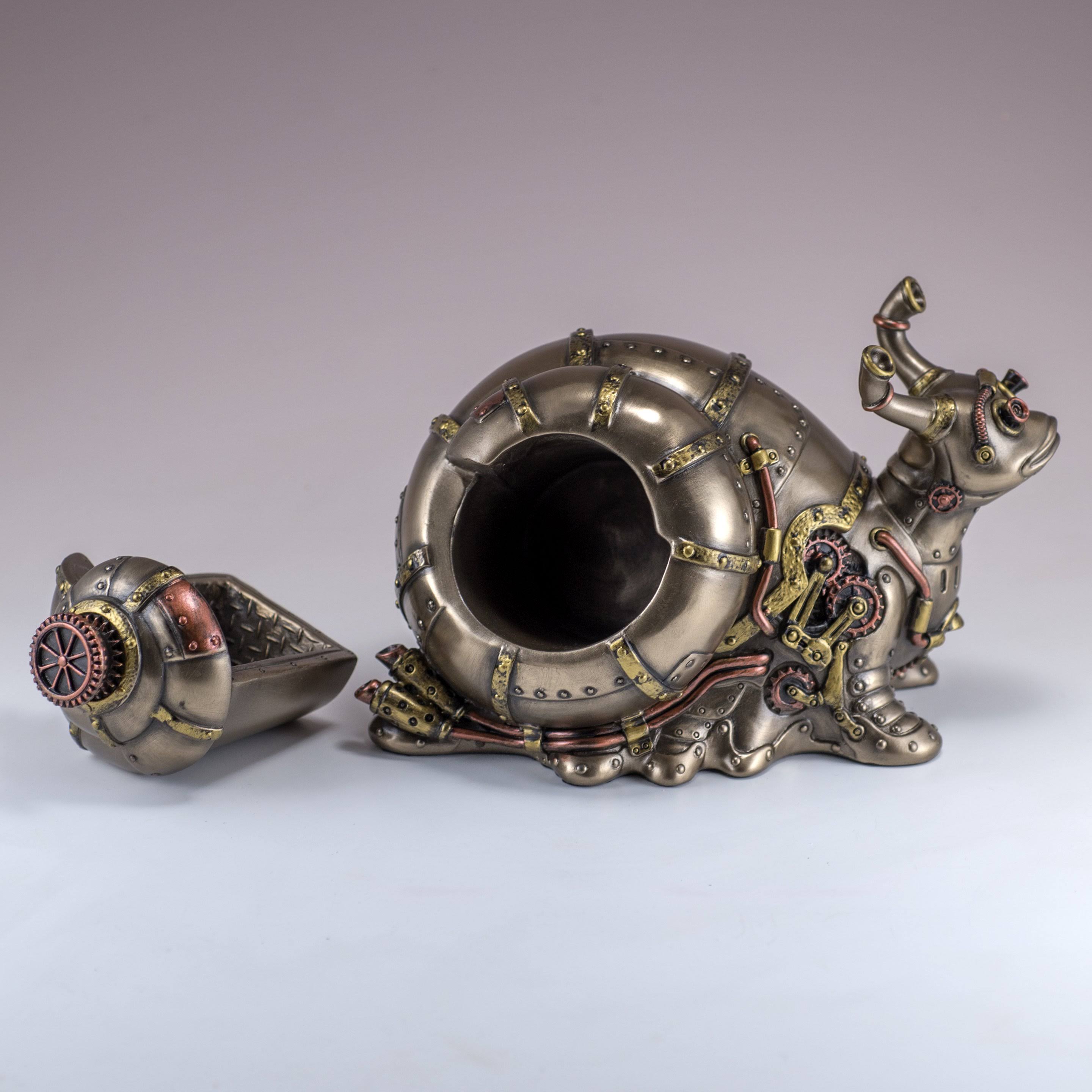 Veronese Design Highly Detailed Steampunk Land Snail Trinket Box WGL03