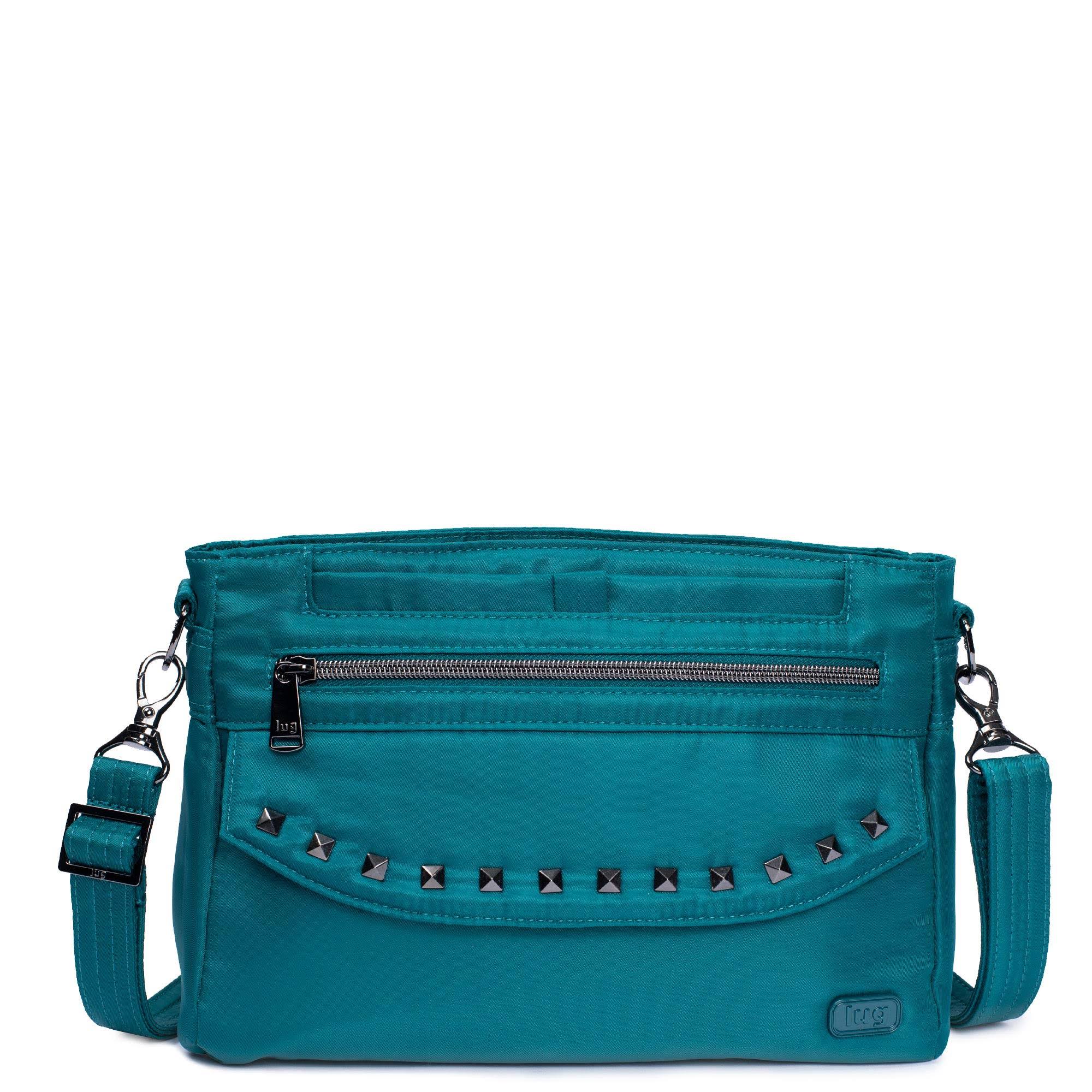 Lug RFID Crossbody with Stud Detail - Pacer 2 ,Emerald Teal - WGL-03