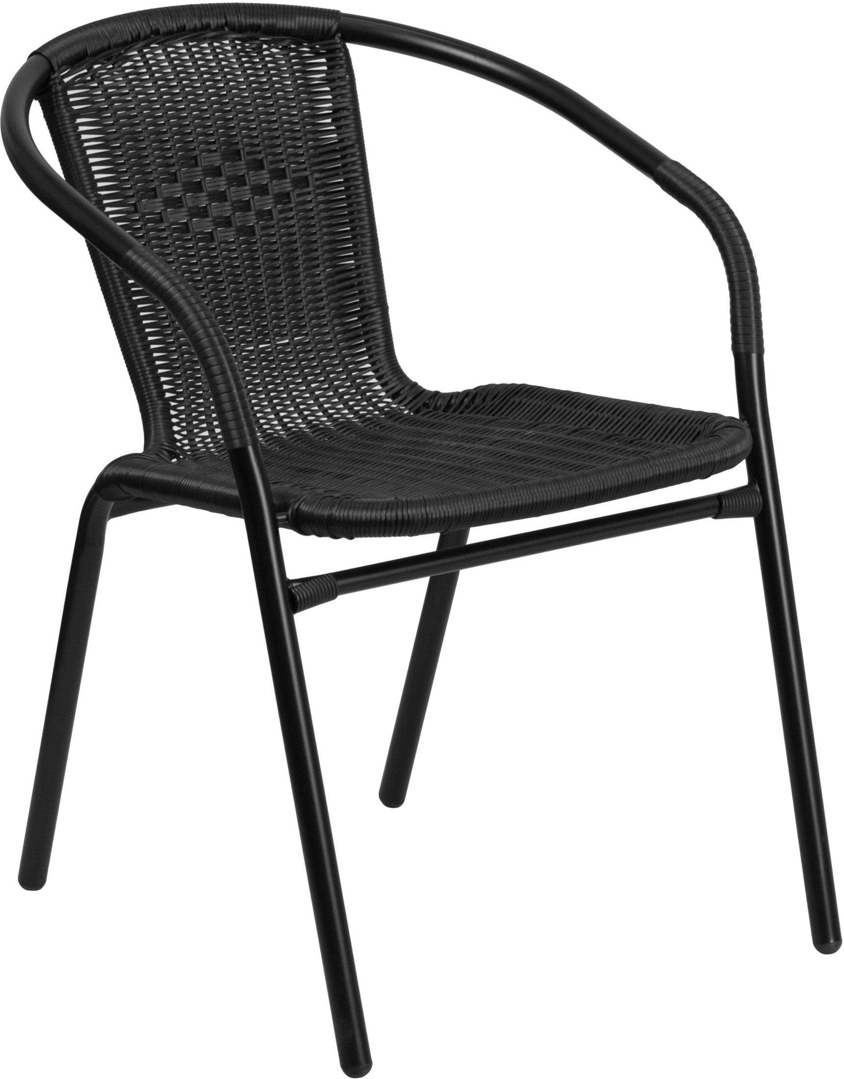 Flash Furniture Rattan IndoorOutdoor Restaurant Stack Chair Black WGL03