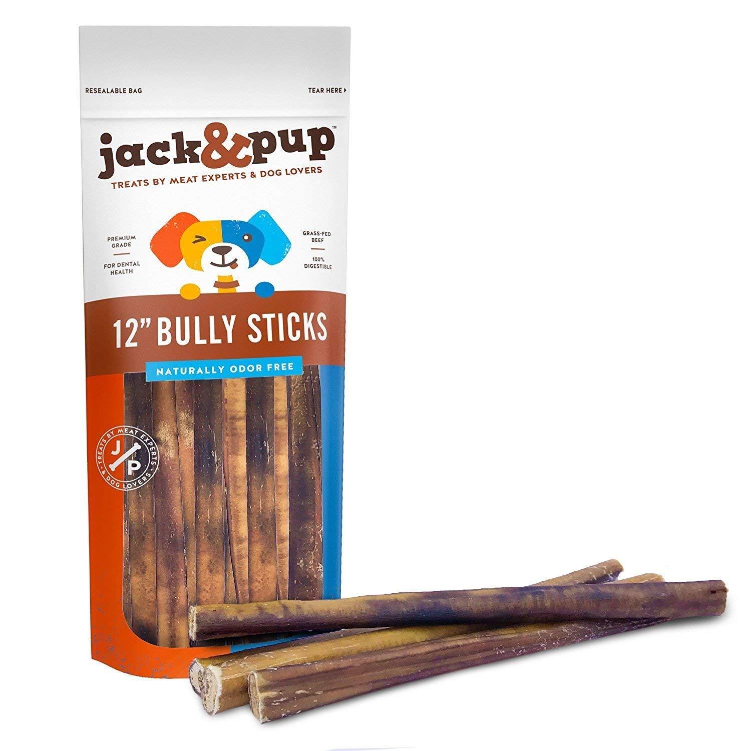 Jack and Pup 12Inch Premium Grade Odor Free Thick Bully Sticks Dog