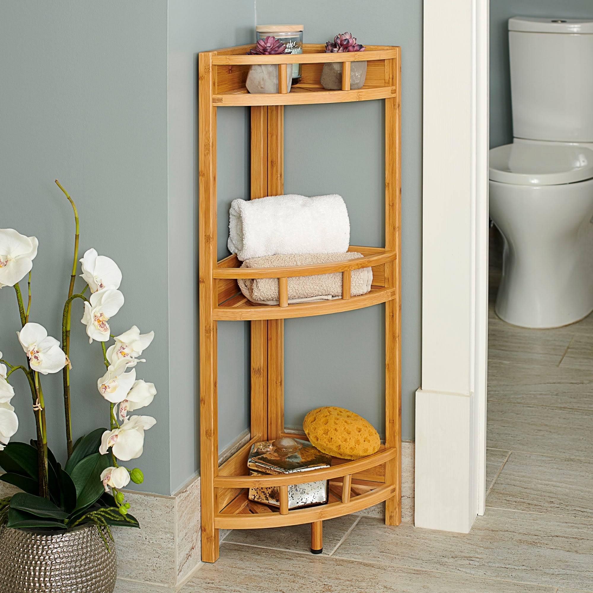 Household Essentials 3 Shelf Corner Unit - Natural - Wgl-03