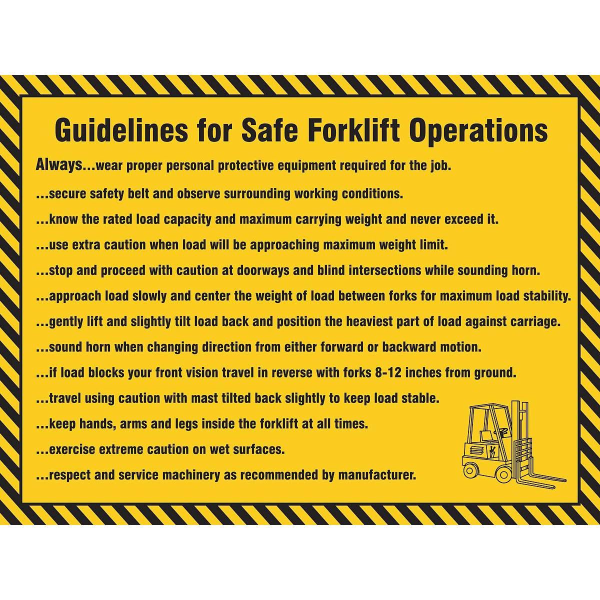 Accuform PST761 Safety Poster, Guidelines for Safe Forklift - WGL-03