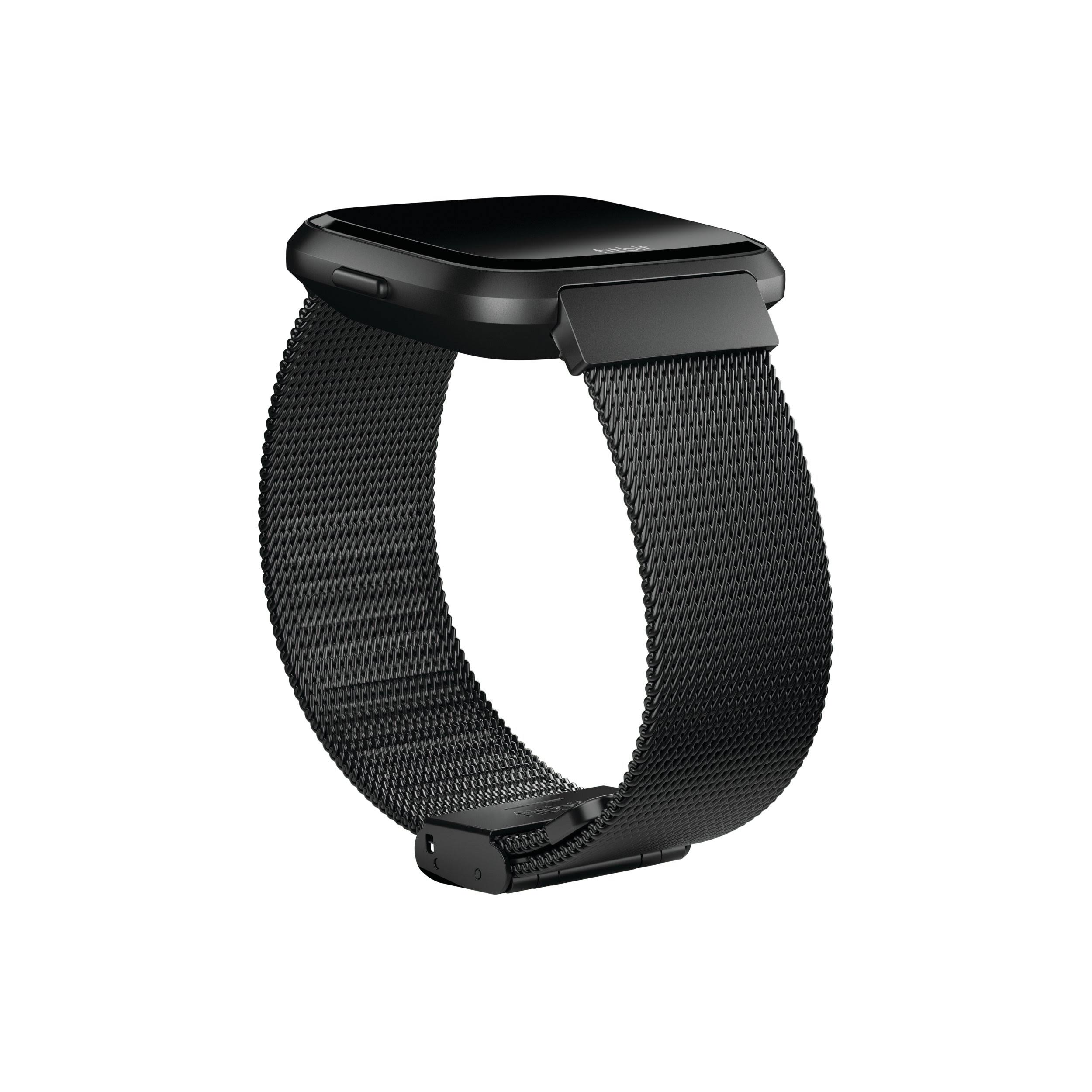 Fitbit Versa Accessory Band in Metal Mesh / Black Stainless Steel ...