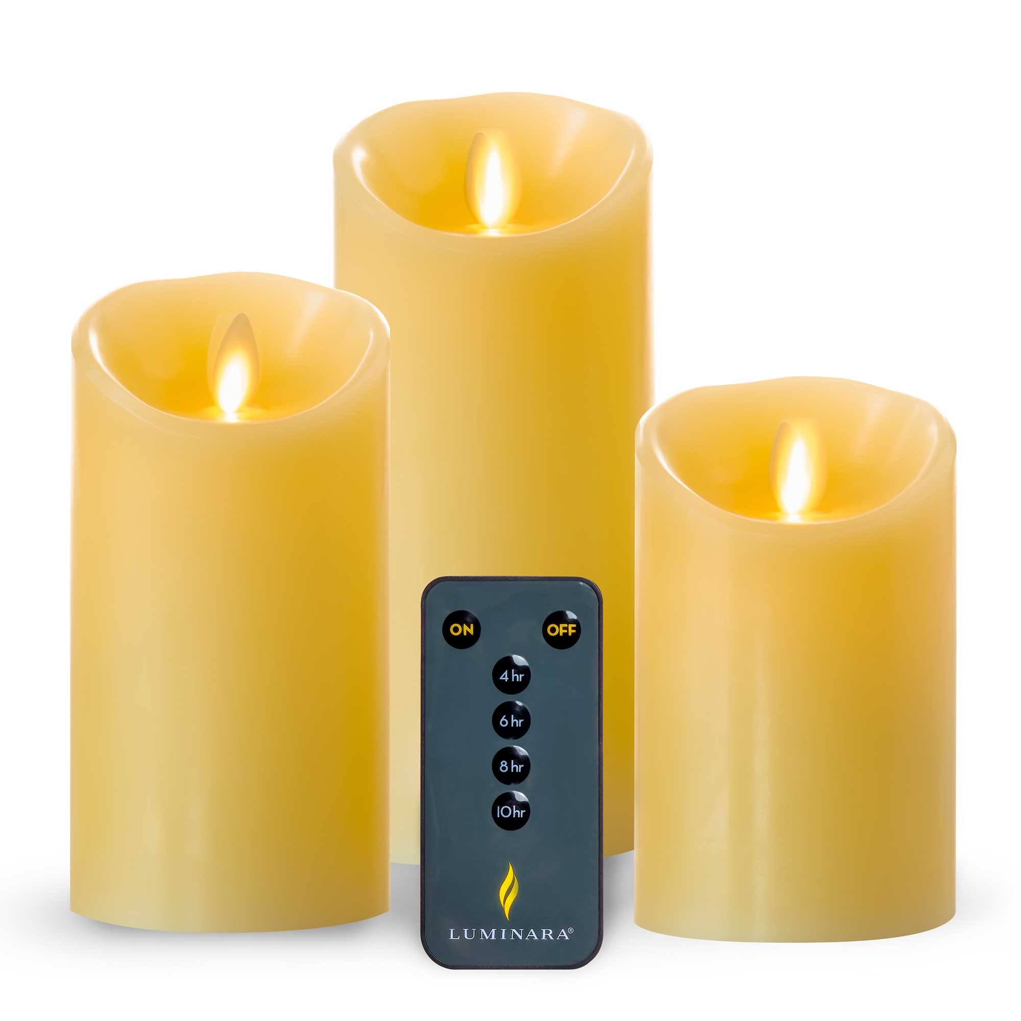 Luminara Set of 3 (3x4 inch, 3x5 inch, 3x6 inch) Flameless Candles, LED