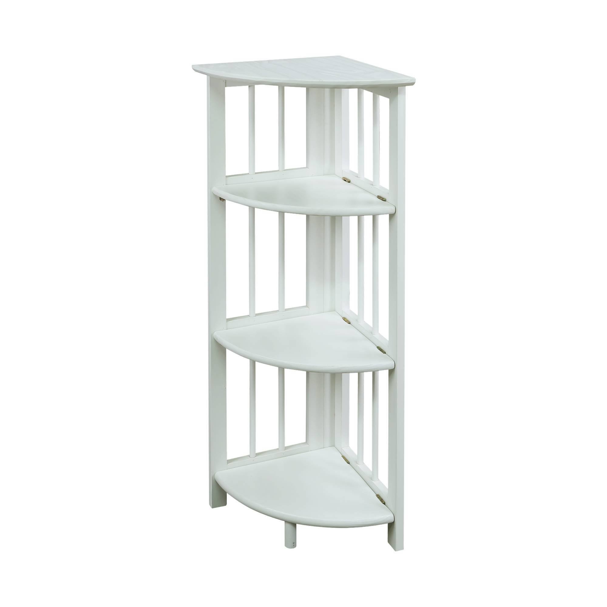 Flora Home 4-Shelf Corner Folding Bookcase, White - WGL-03