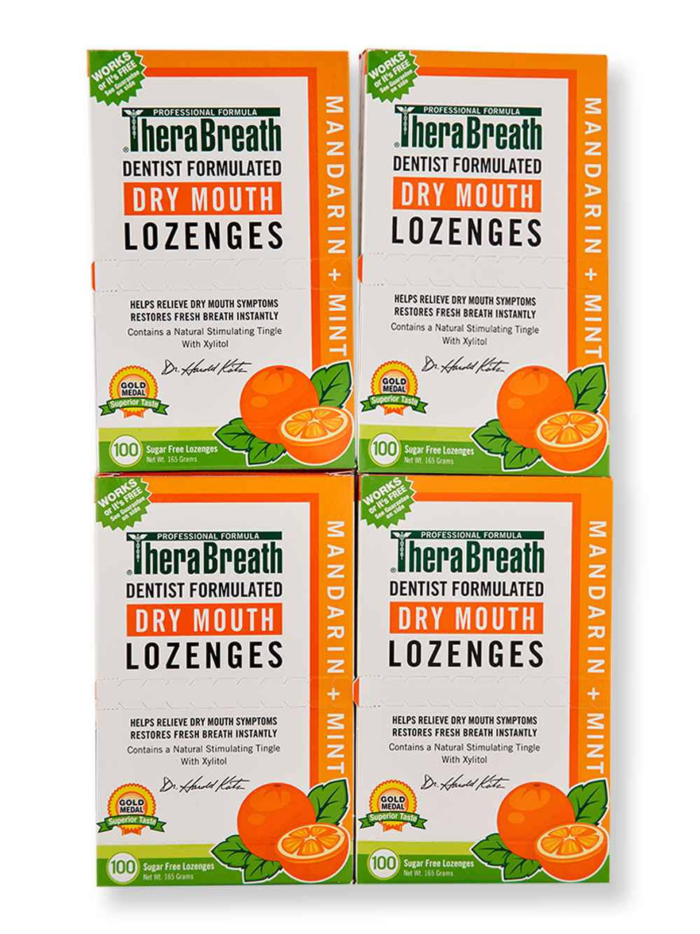 Therabreath Dry Mouth Lozenges Mandarin Mint 100 Ct 4 Pack