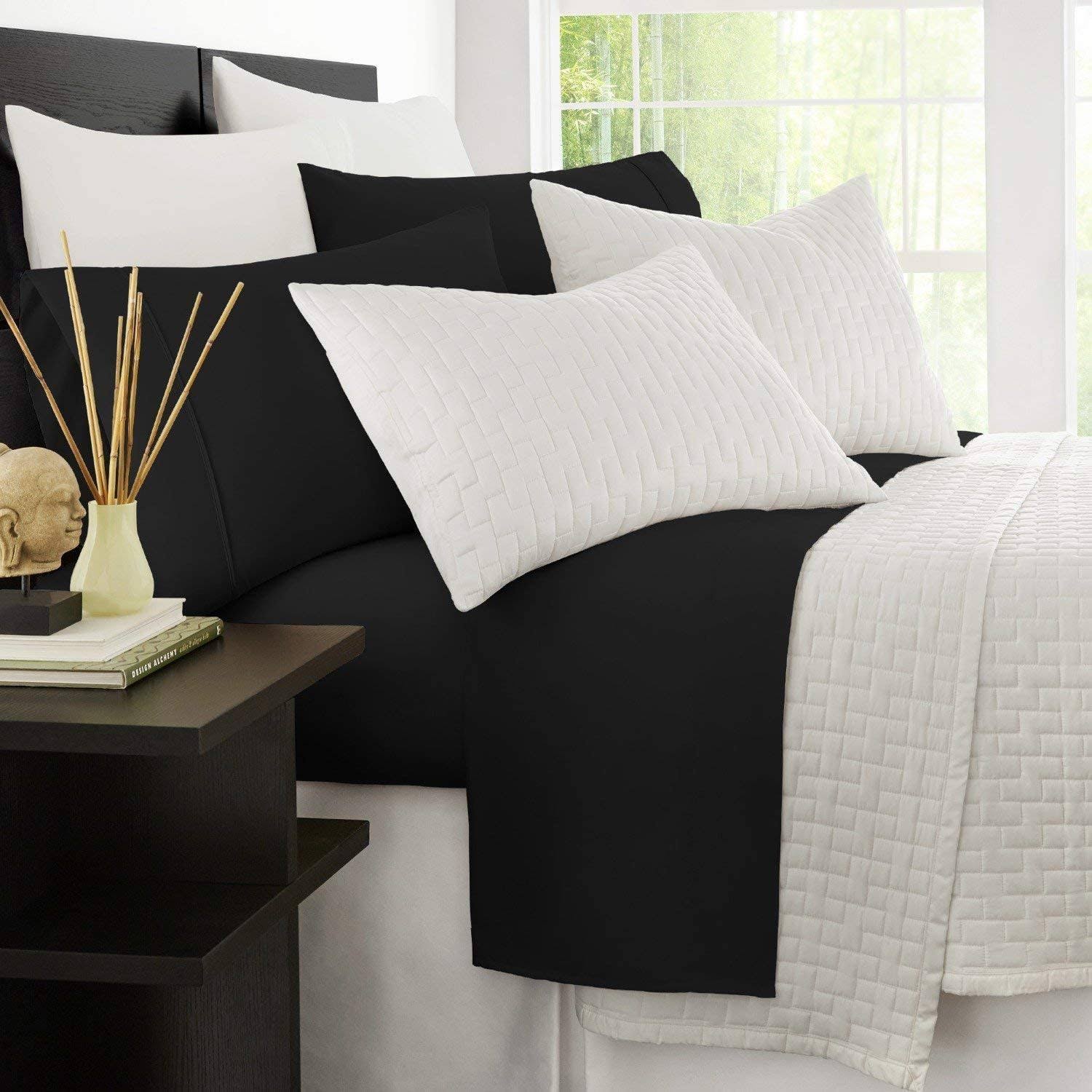 Zen Home Luxury Bamboo Sheets Queen / Black WGL03