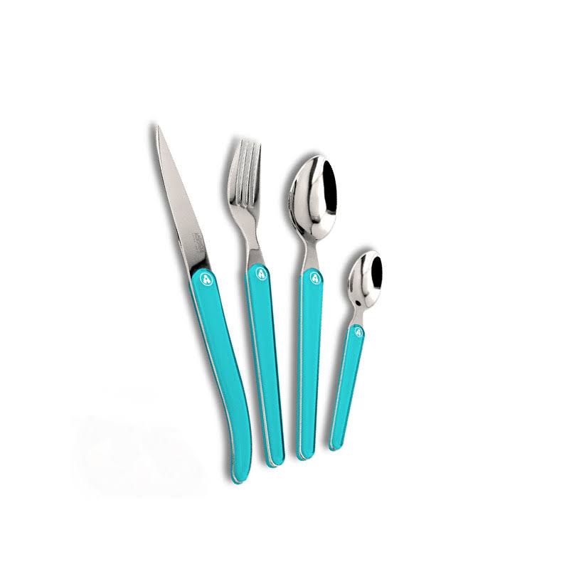 Laguiole 16 Piece Cristal Turquoise Translucent, Designer Boxed Set