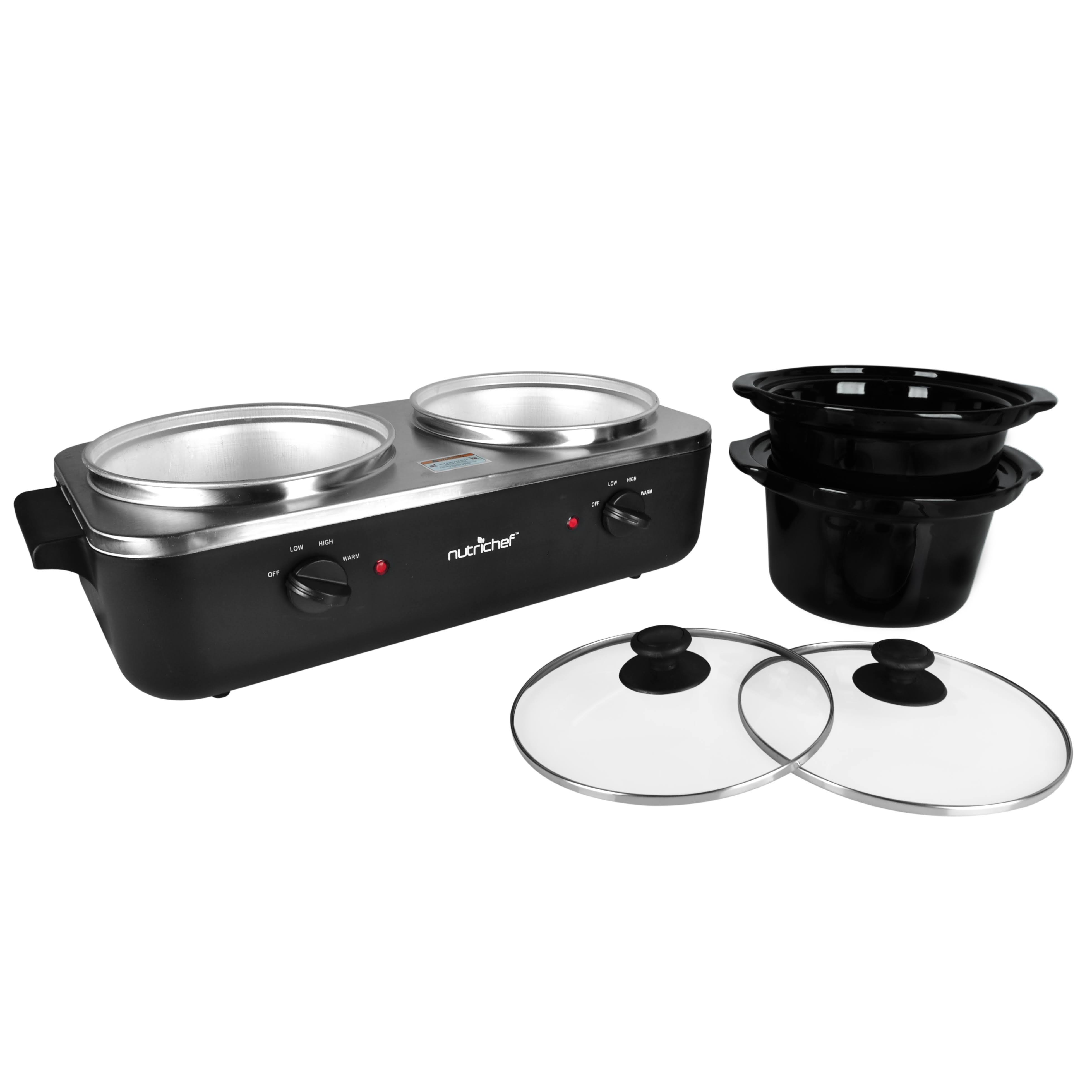 Nutrichef PKBFWM26 Dual Pot Electric Slow Cooker Food Warmer WGL03