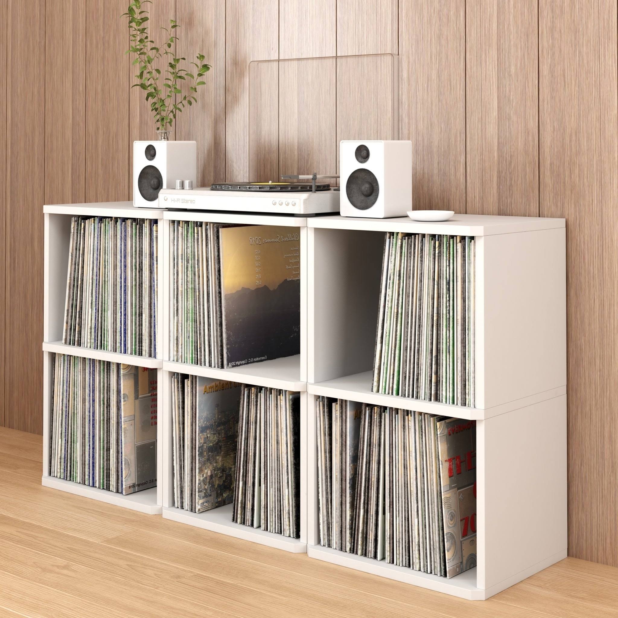 Way Basics Eco Friendly Vinyl Record Cube 2 Shelf White WGL03