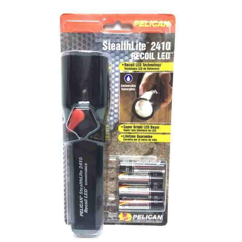 Pelican 2410 Black Recoil LED StealthLite Flashlight - Customprintedsigns