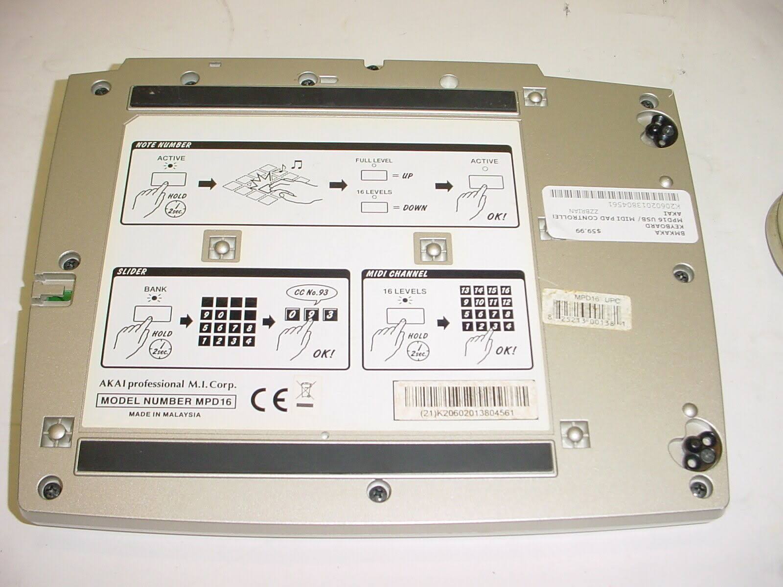 Akai Mpd16 USB / Midi Pad Control Unit Includes Power Supply WGL03